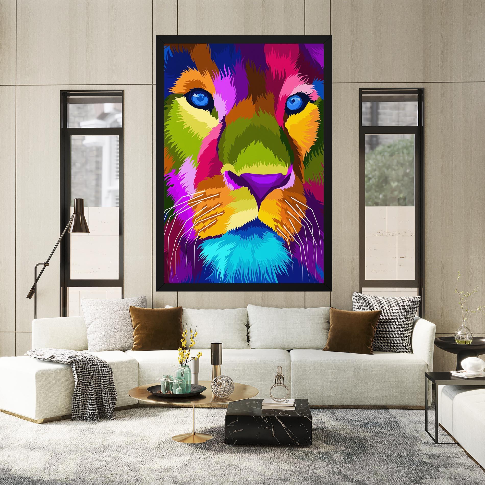 Tablou Canvas Color Lion Close Up mockup 2