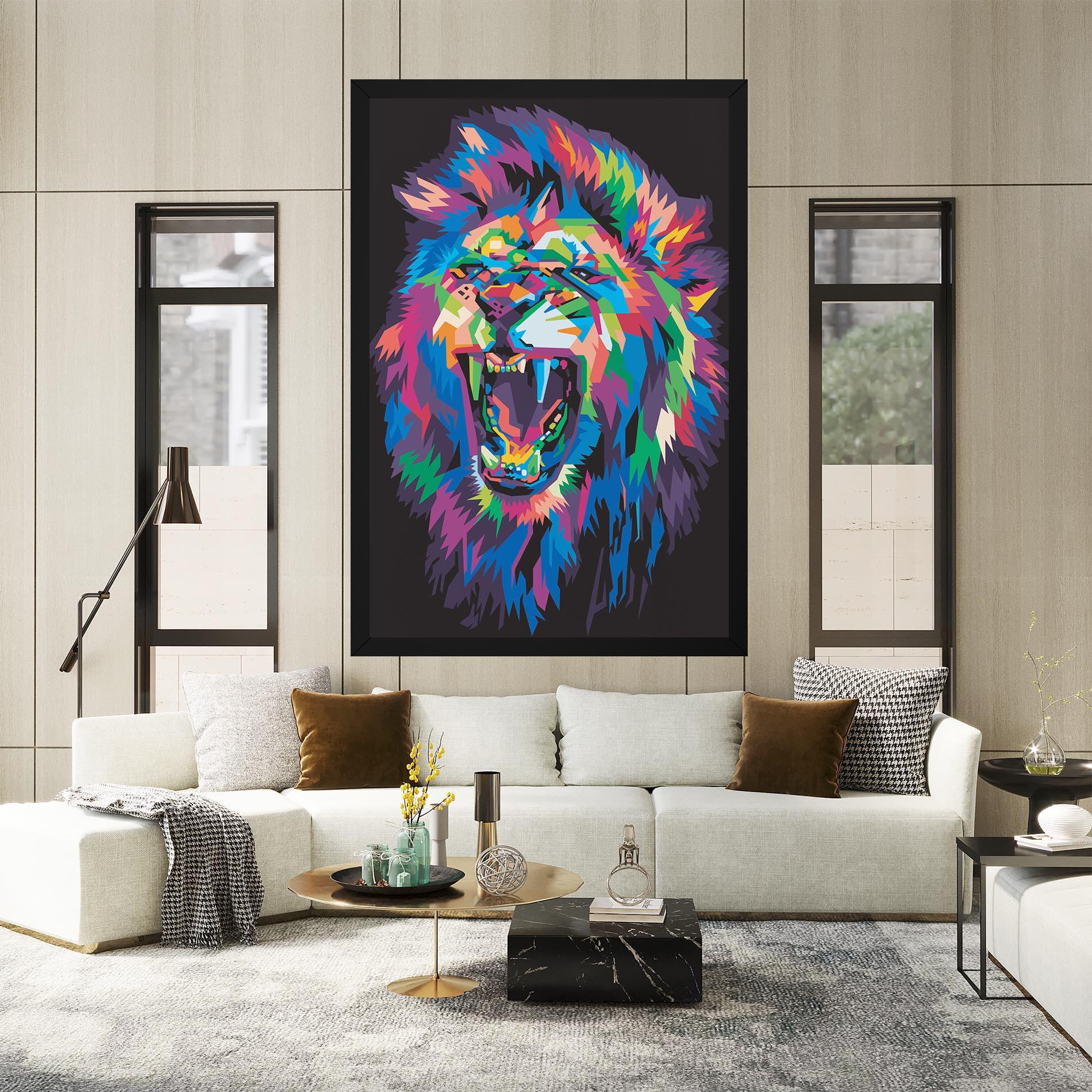 Tablou Canvas Colorful Lion Head mockup 2