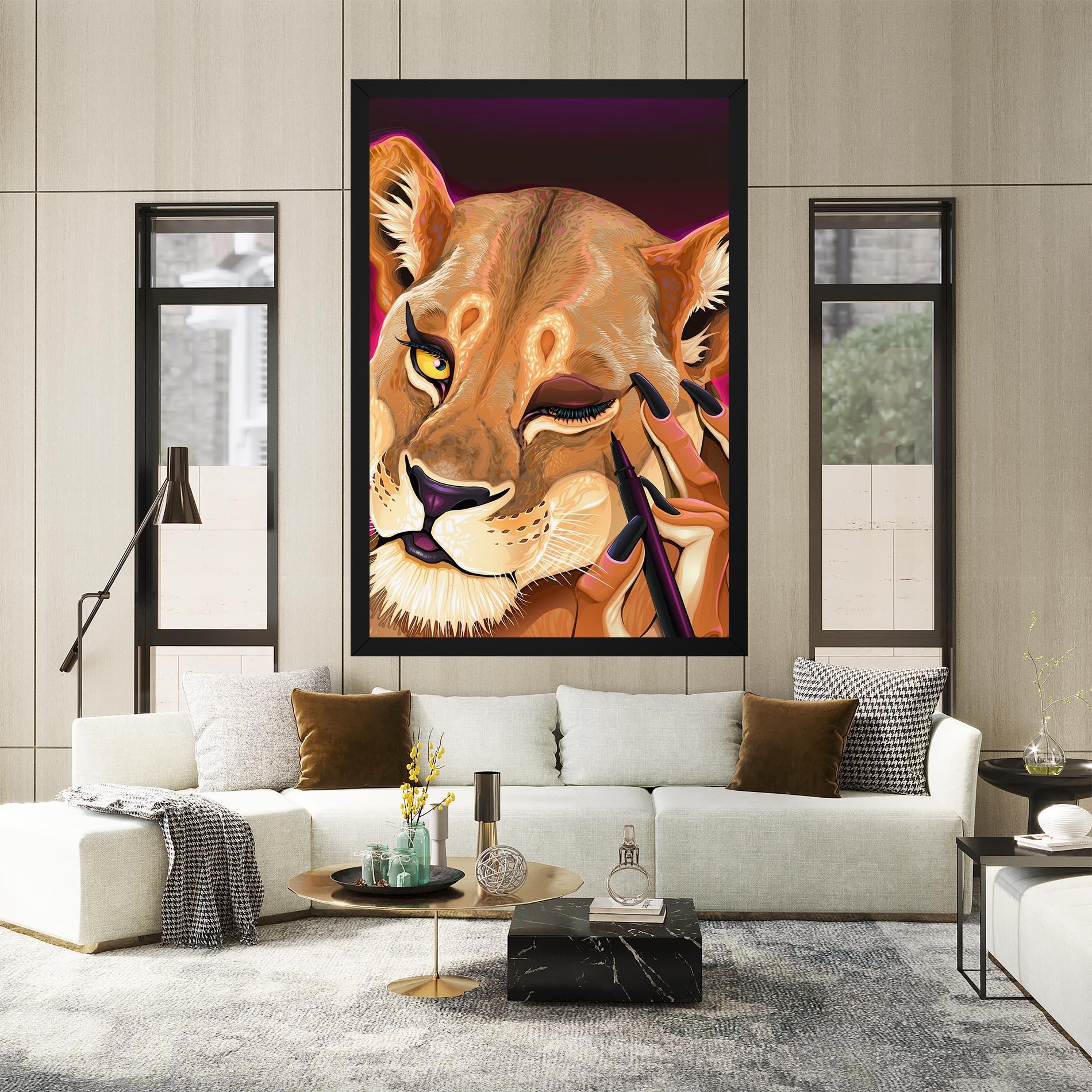 Tablou Canvas Female Lion Makeup mockup 2