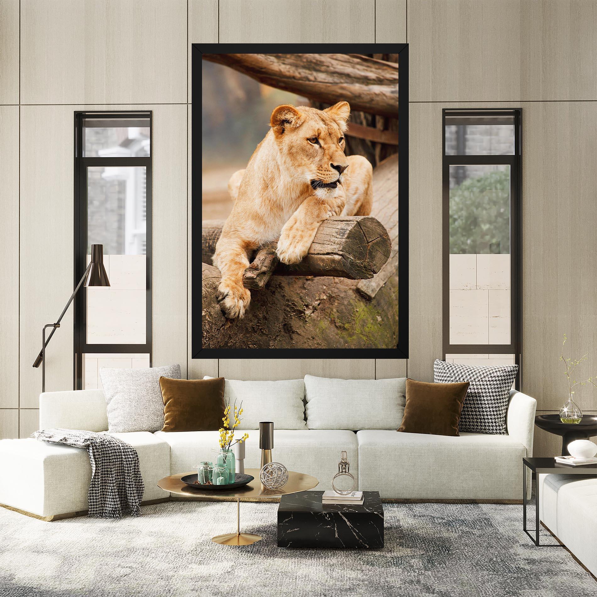Tablou Canvas Female Lion Sitting mockup 2