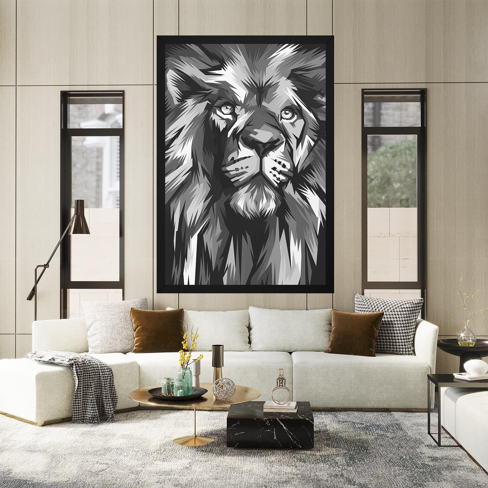 Tablou Canvas Grey Head Lion mockup 2