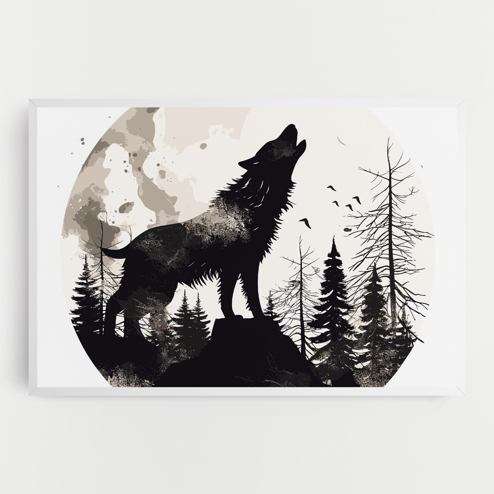 Tablou Canvas Black On Cream Wolf mockup 0