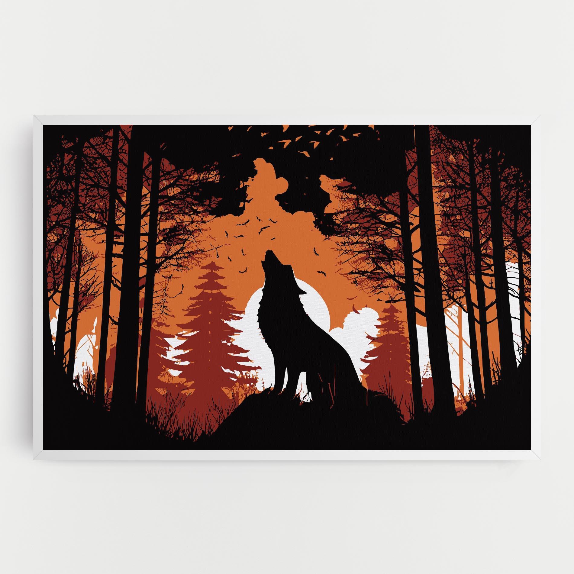 Tablou Canvas Orange Sky Wolf mockup 0