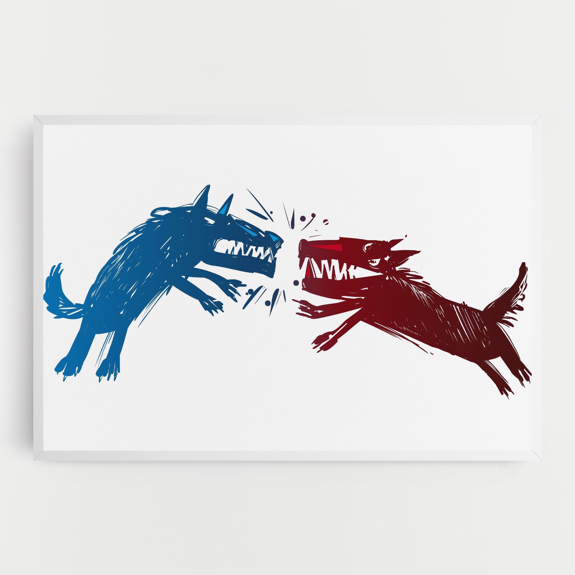 Tablou Canvas Red Blue Wolves mockup 0