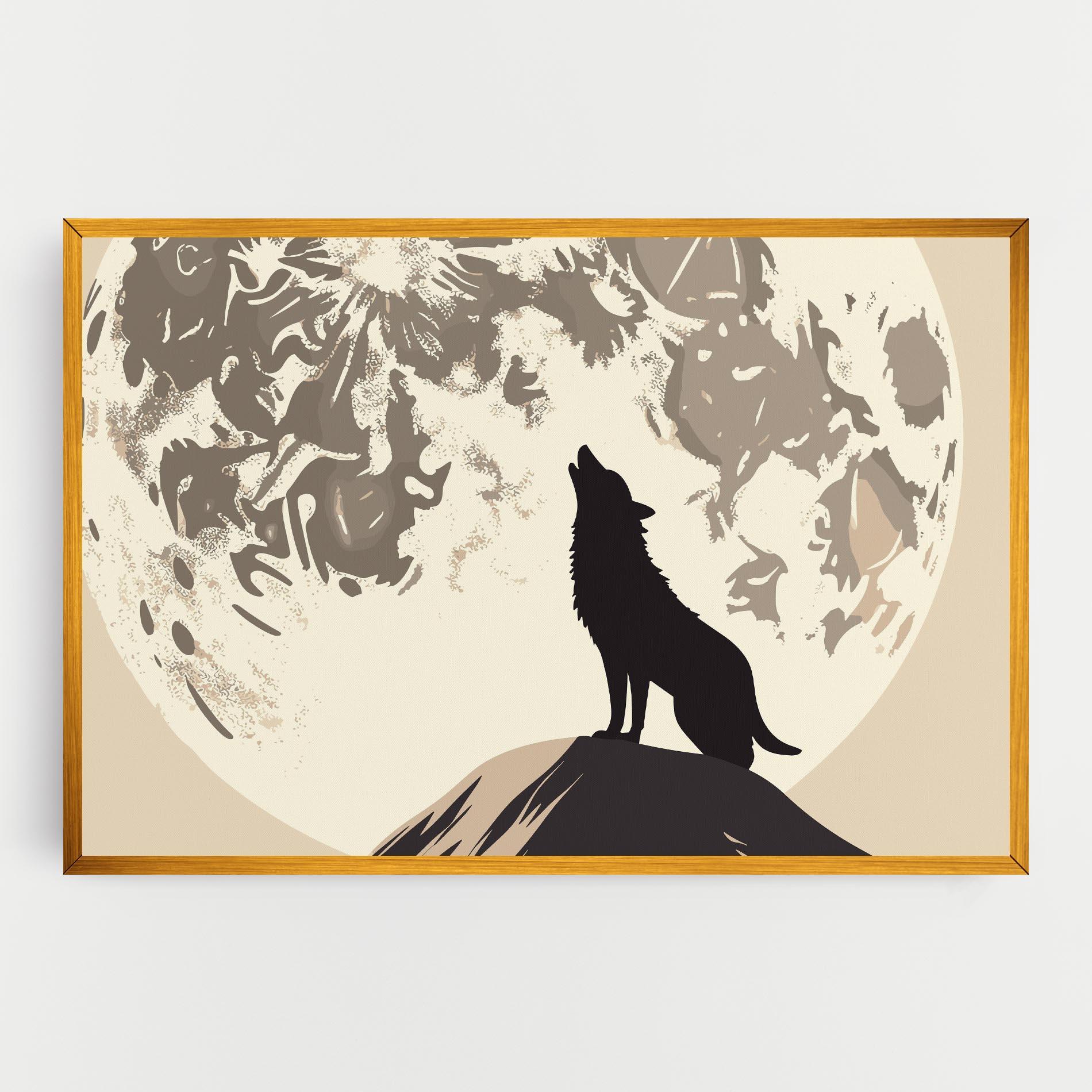 Tablou Canvas Cream Moon Wolf mockup 0