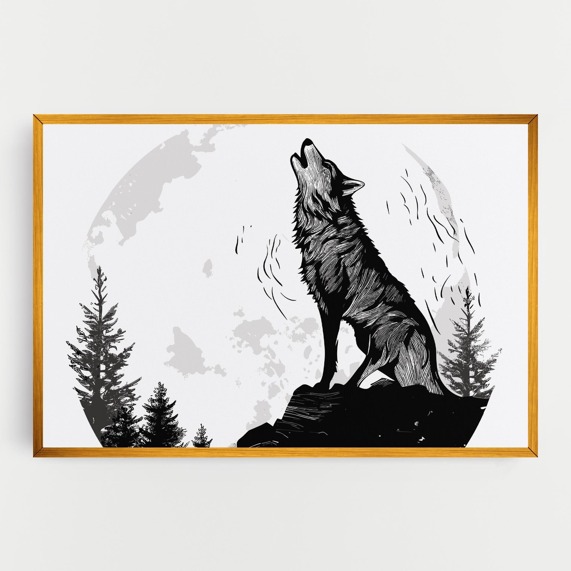 Tablou Canvas Grey Moon Wolf mockup 0