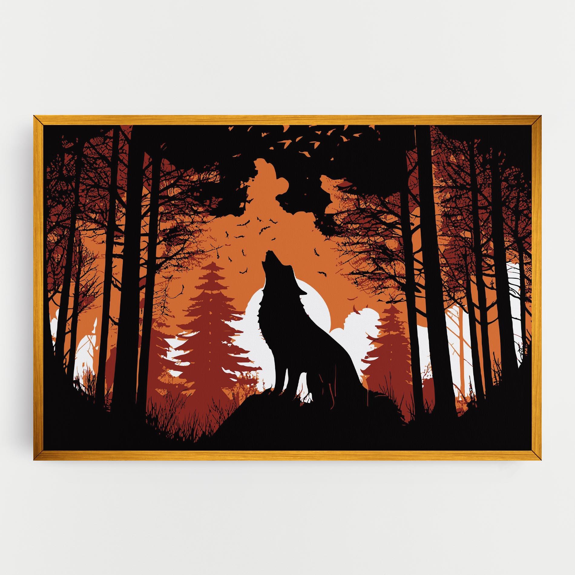 Tablou Canvas Orange Sky Wolf mockup 0