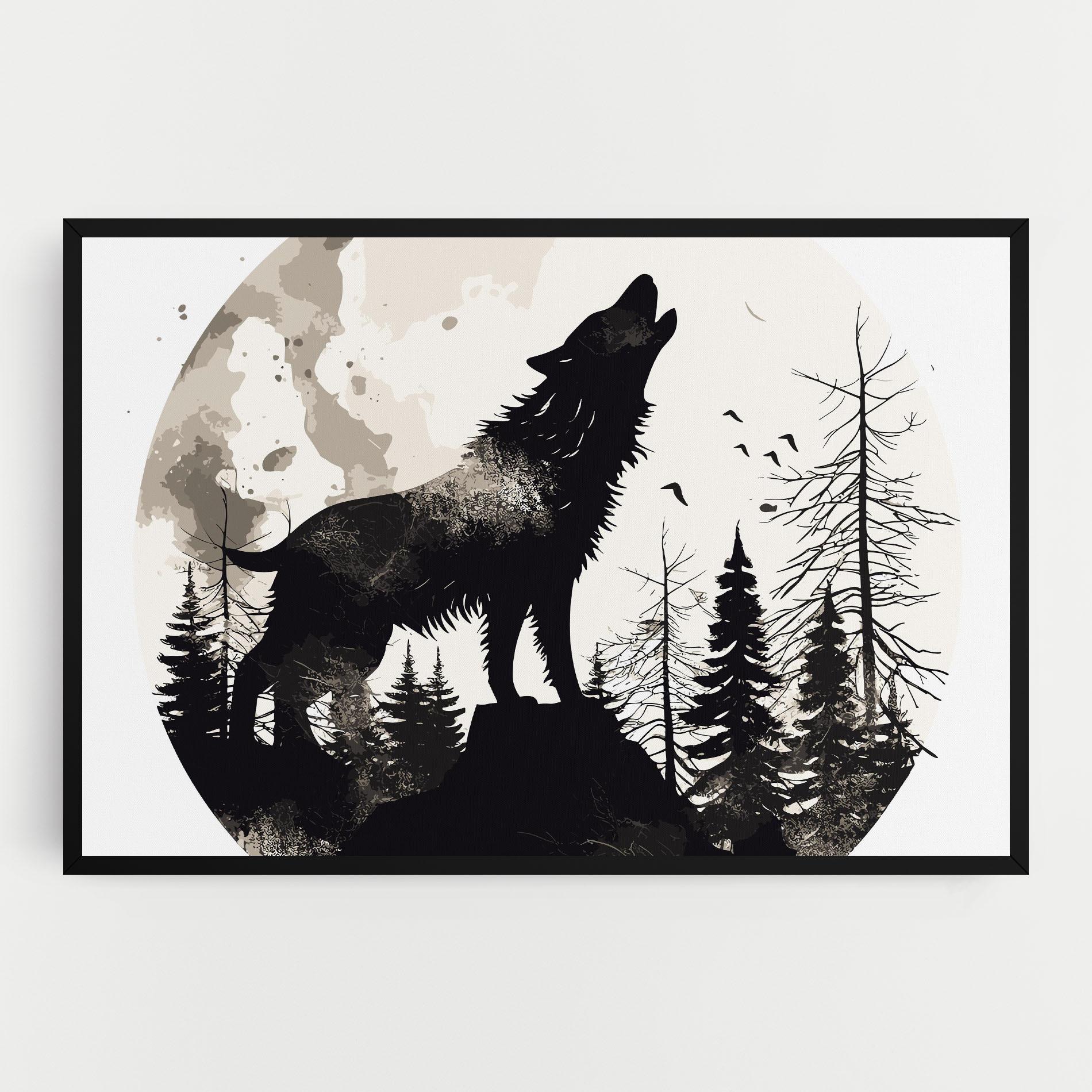 Tablou Canvas Black On Cream Wolf mockup 0
