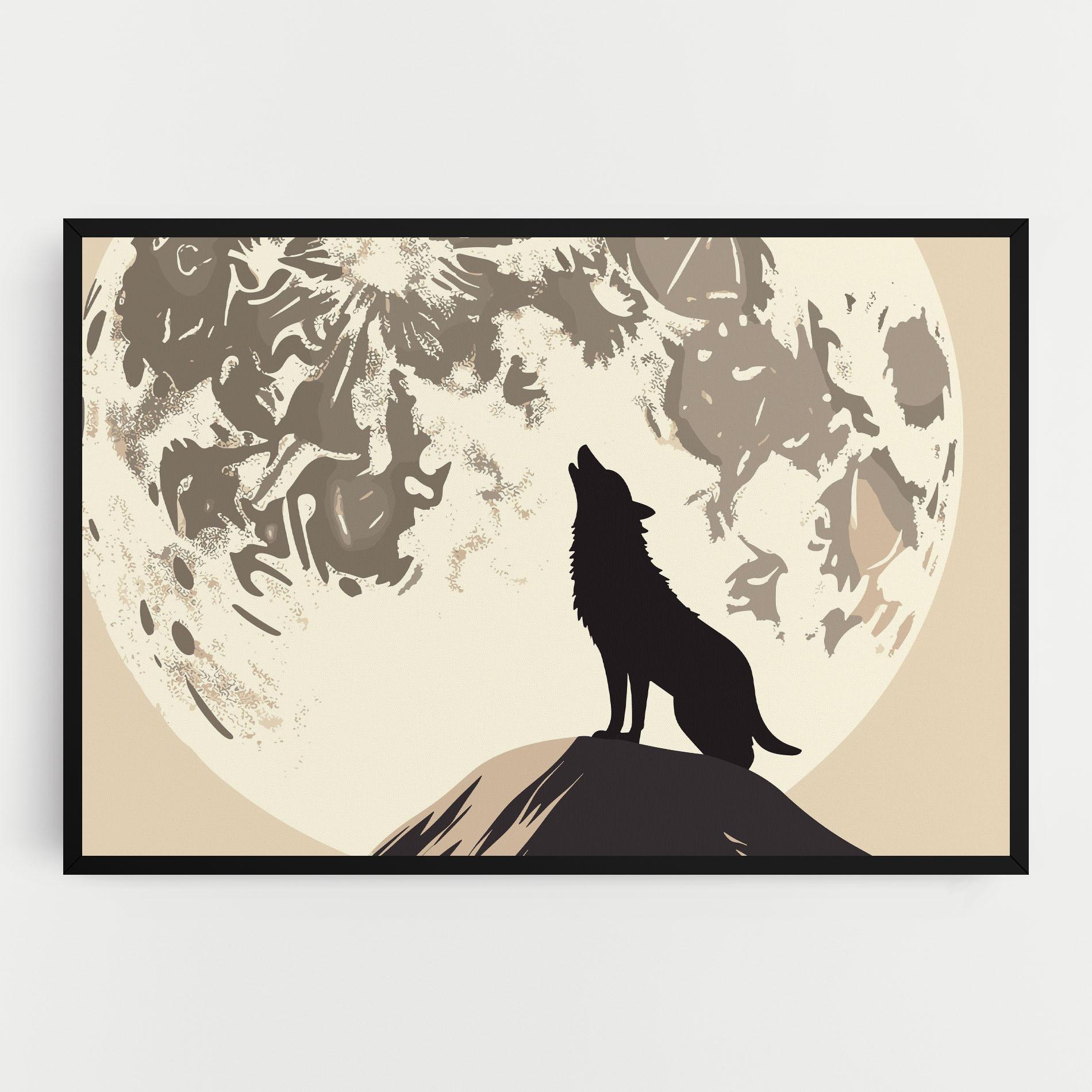 Tablou Canvas Cream Moon Wolf mockup 0