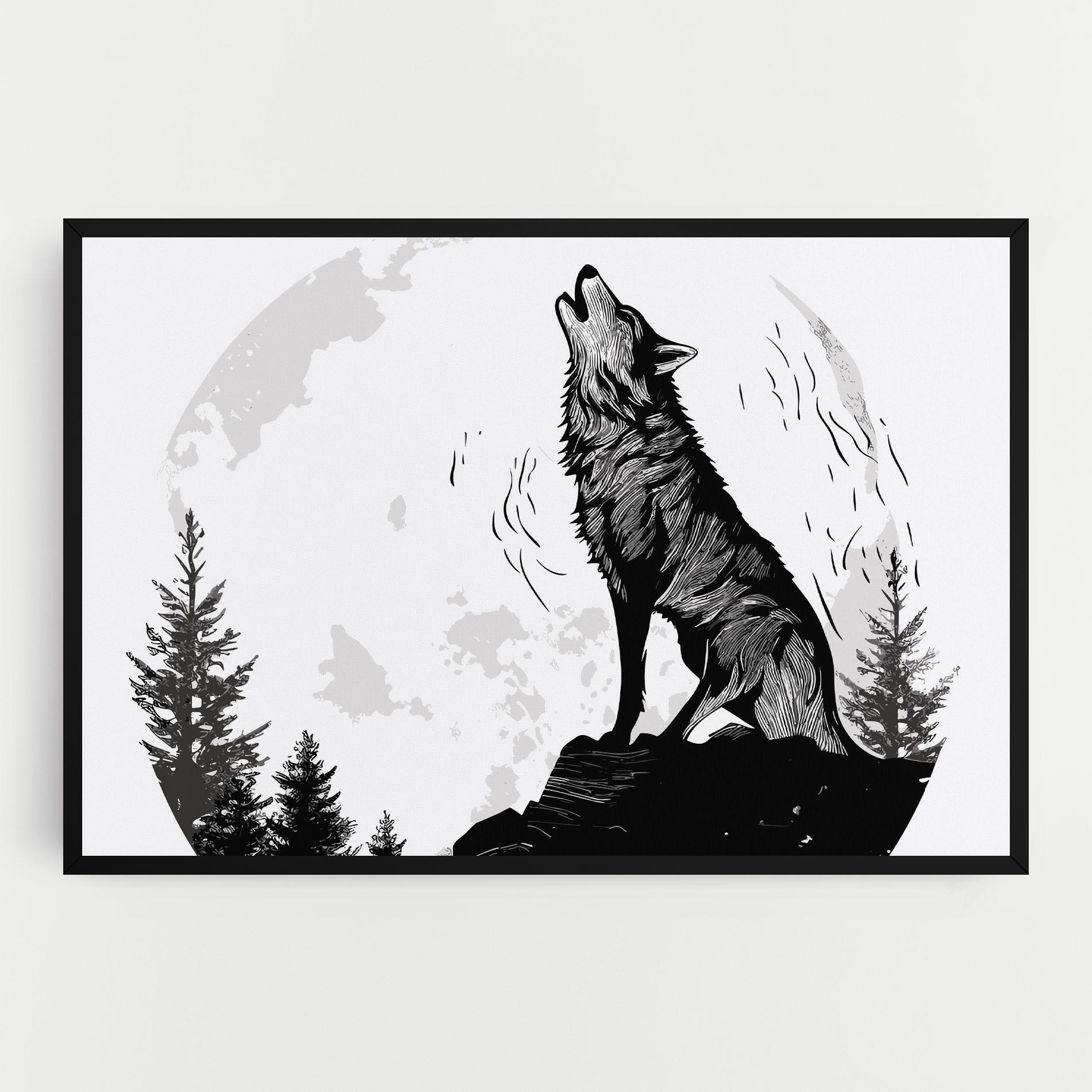 Tablou Canvas Grey Moon Wolf mockup 0