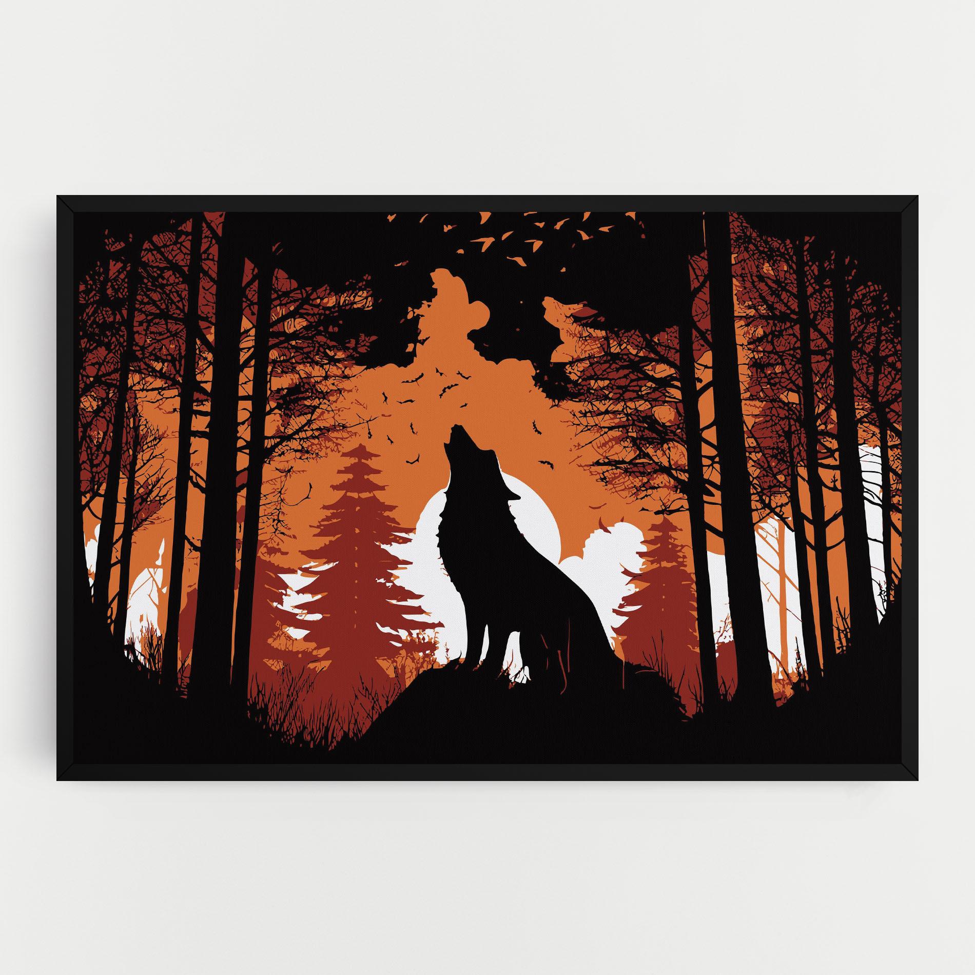 Tablou Canvas Orange Sky Wolf mockup 0