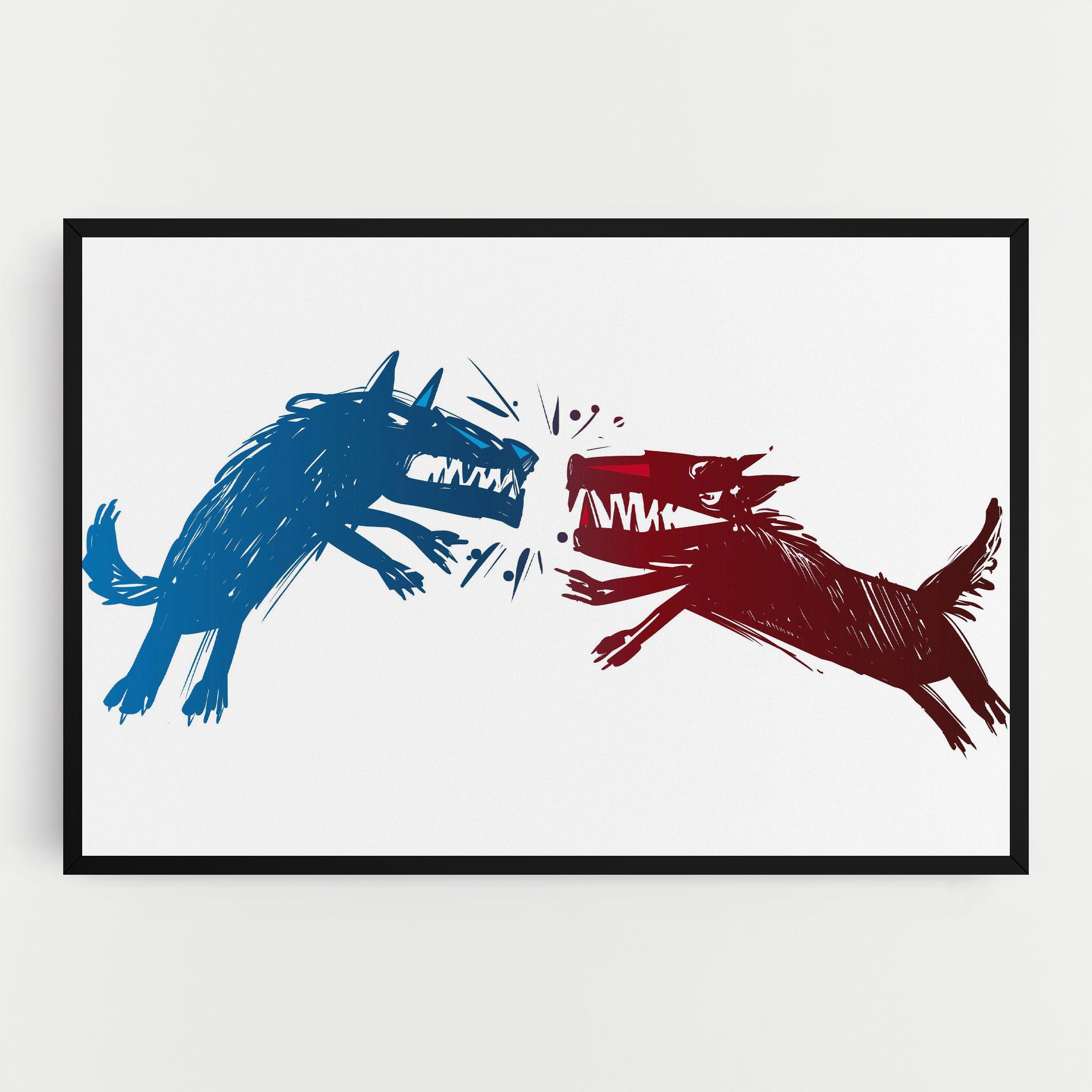 Tablou Canvas Red Blue Wolves mockup 0