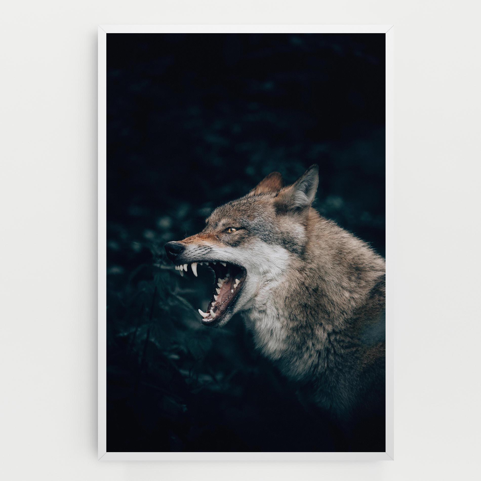 Tablou Canvas Angry Wolf In The Forest mockup 0