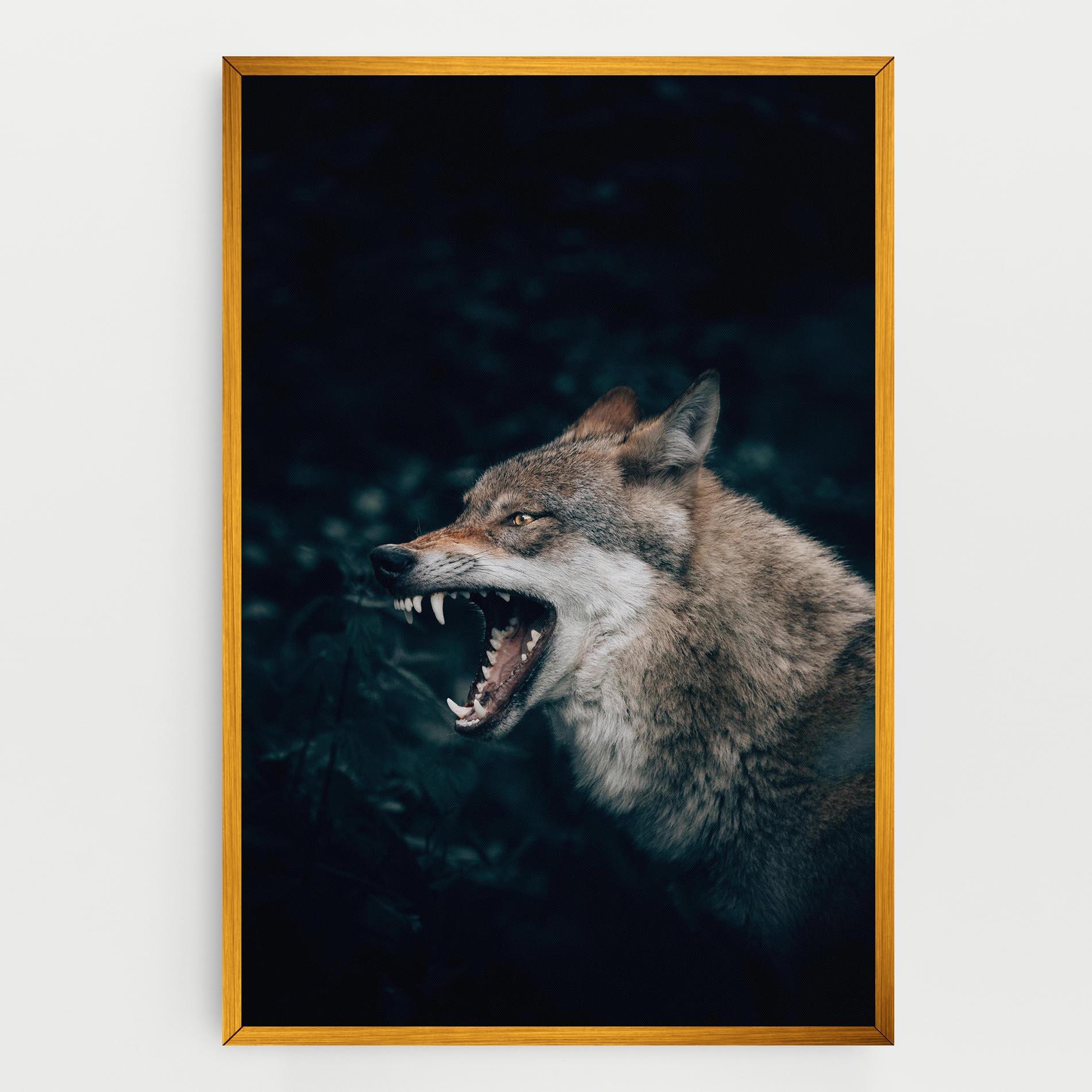 Tablou Canvas Angry Wolf In The Forest mockup 0