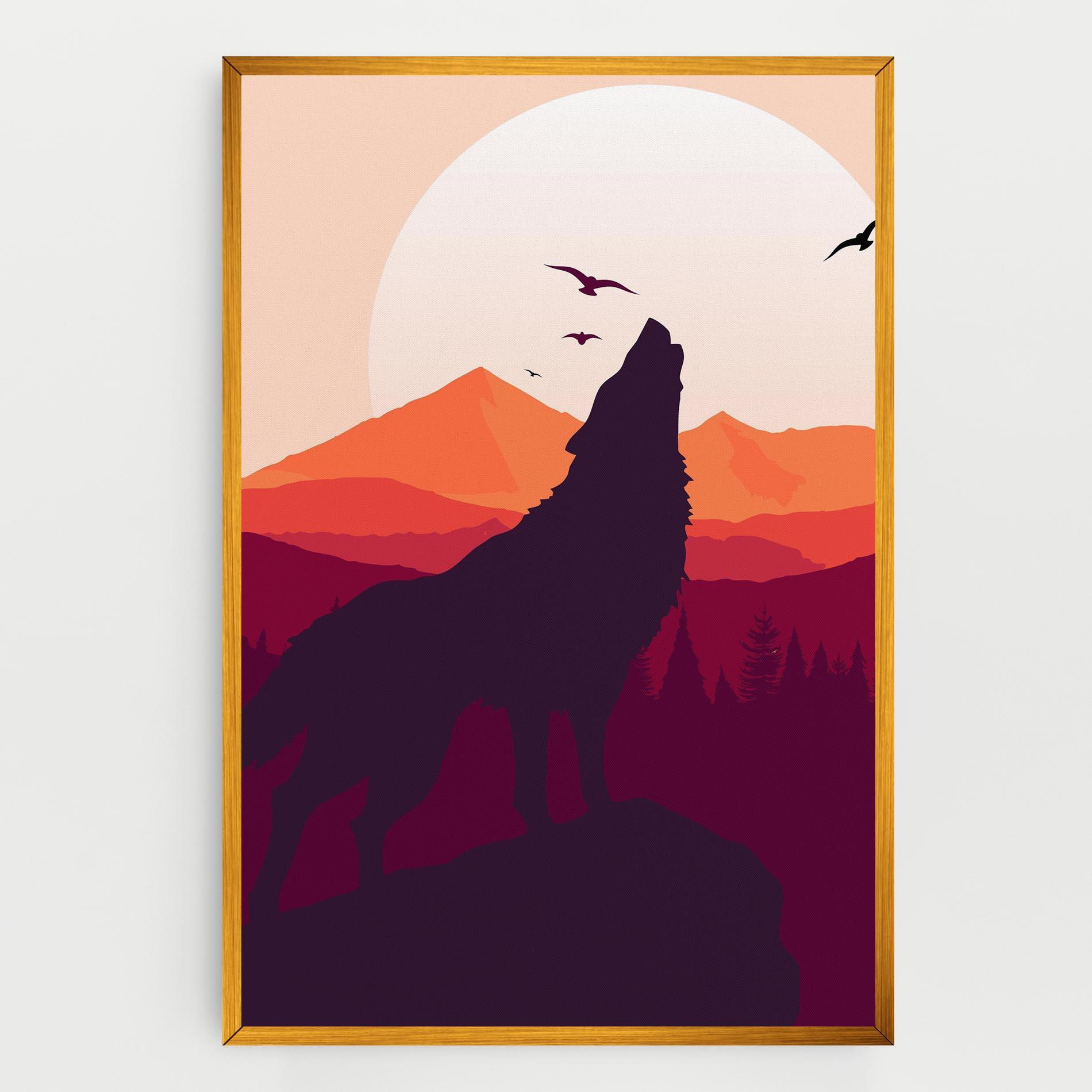 Tablou Canvas Wolf Pink Moon mockup 0