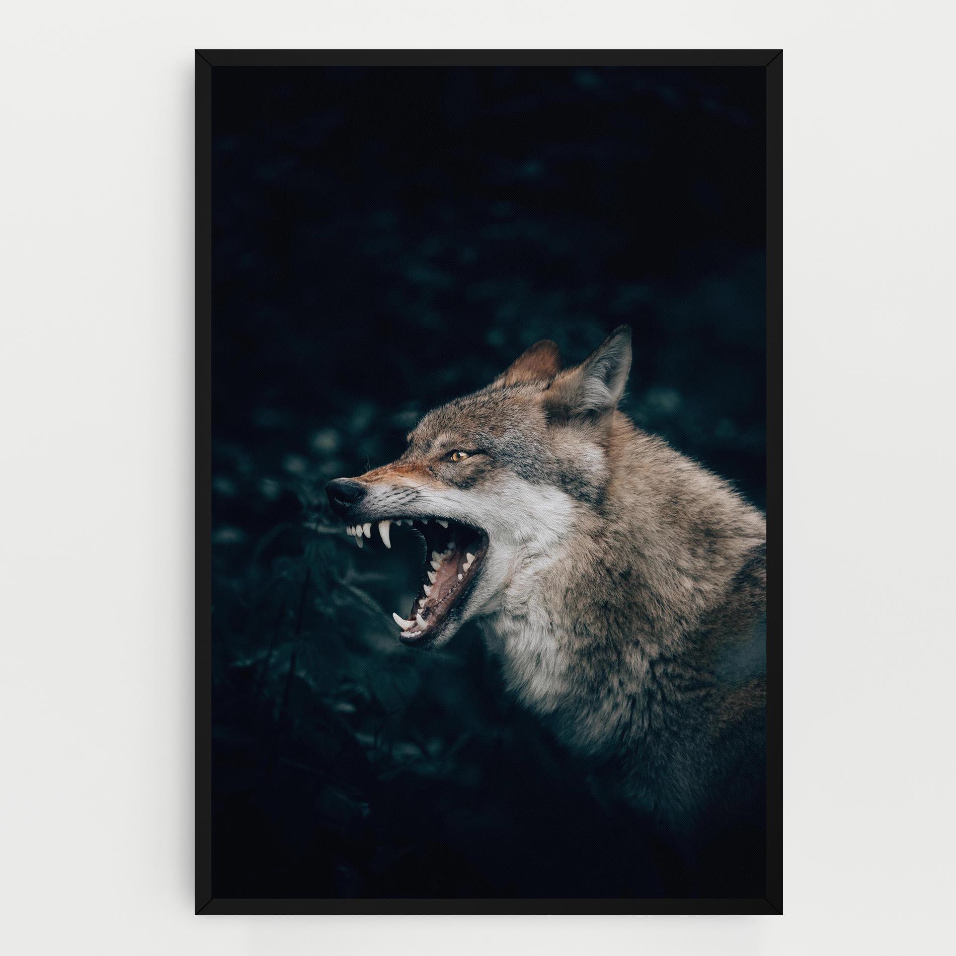 Tablou Canvas Angry Wolf In The Forest mockup 0