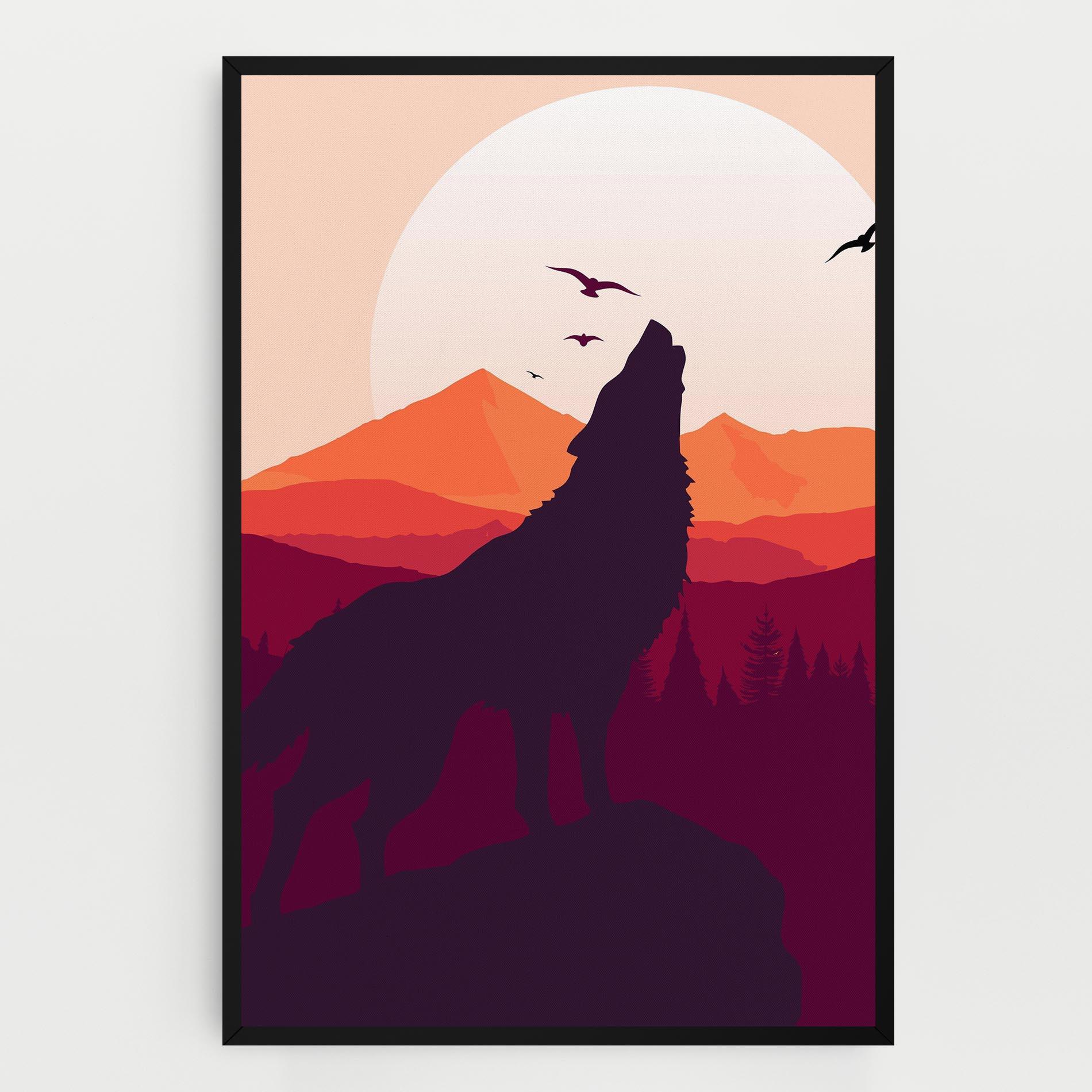 Tablou Canvas Wolf Pink Moon mockup 0