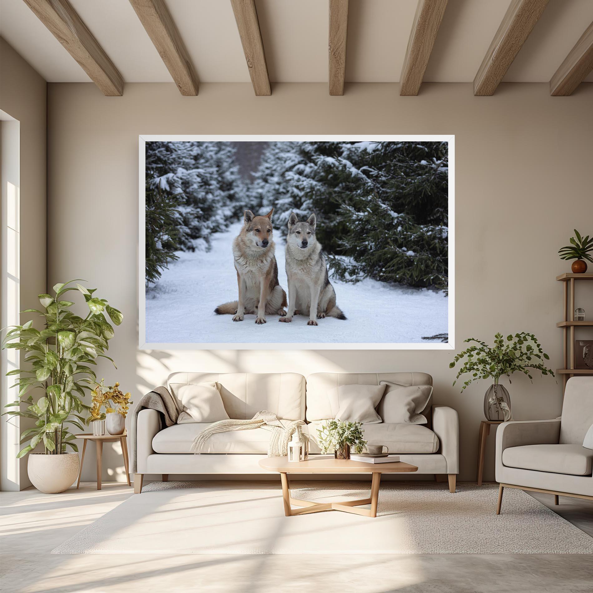 Tablou Canvas 2 Wolfs Sitting mockup 6