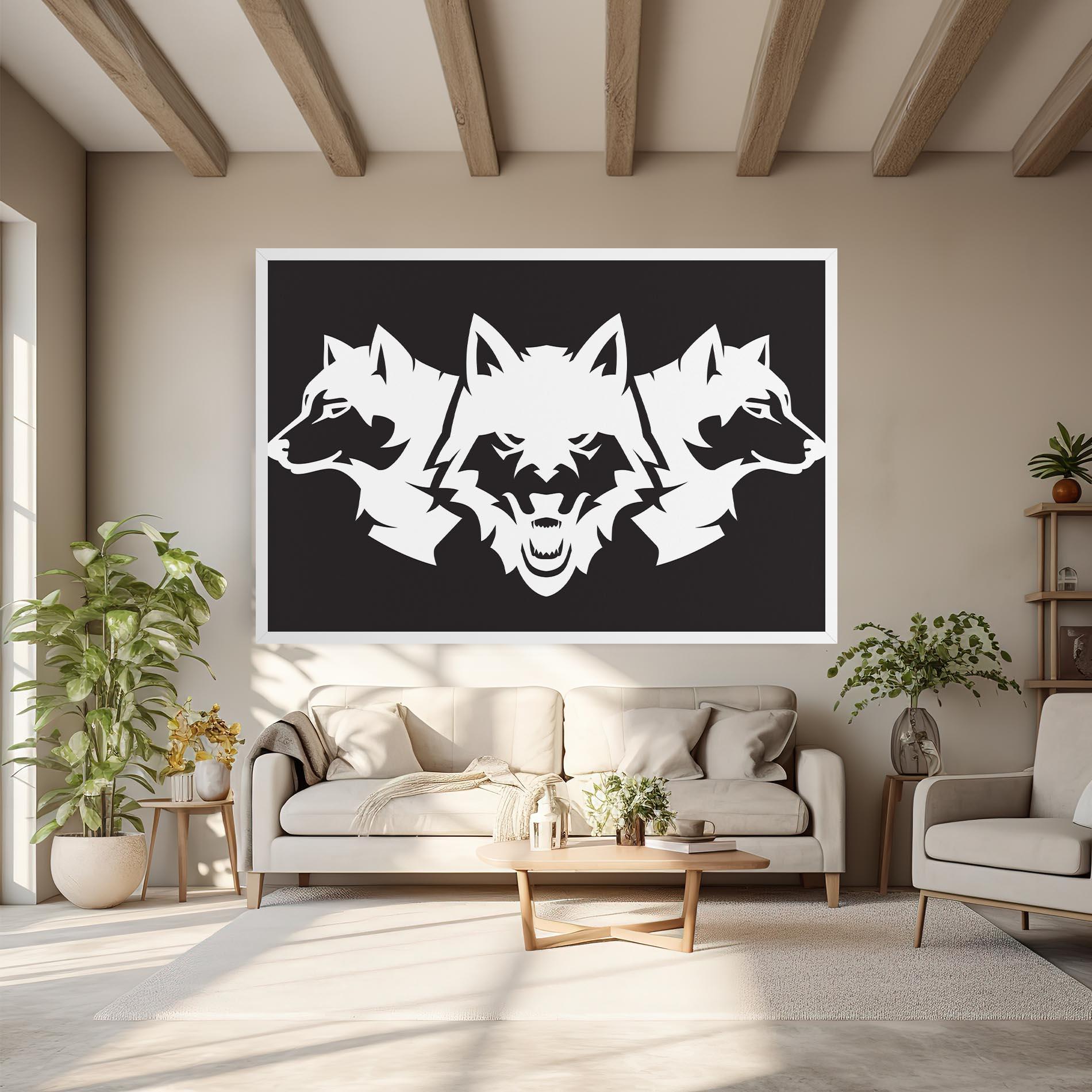 Tablou Canvas 3 Wolf Heads mockup 6