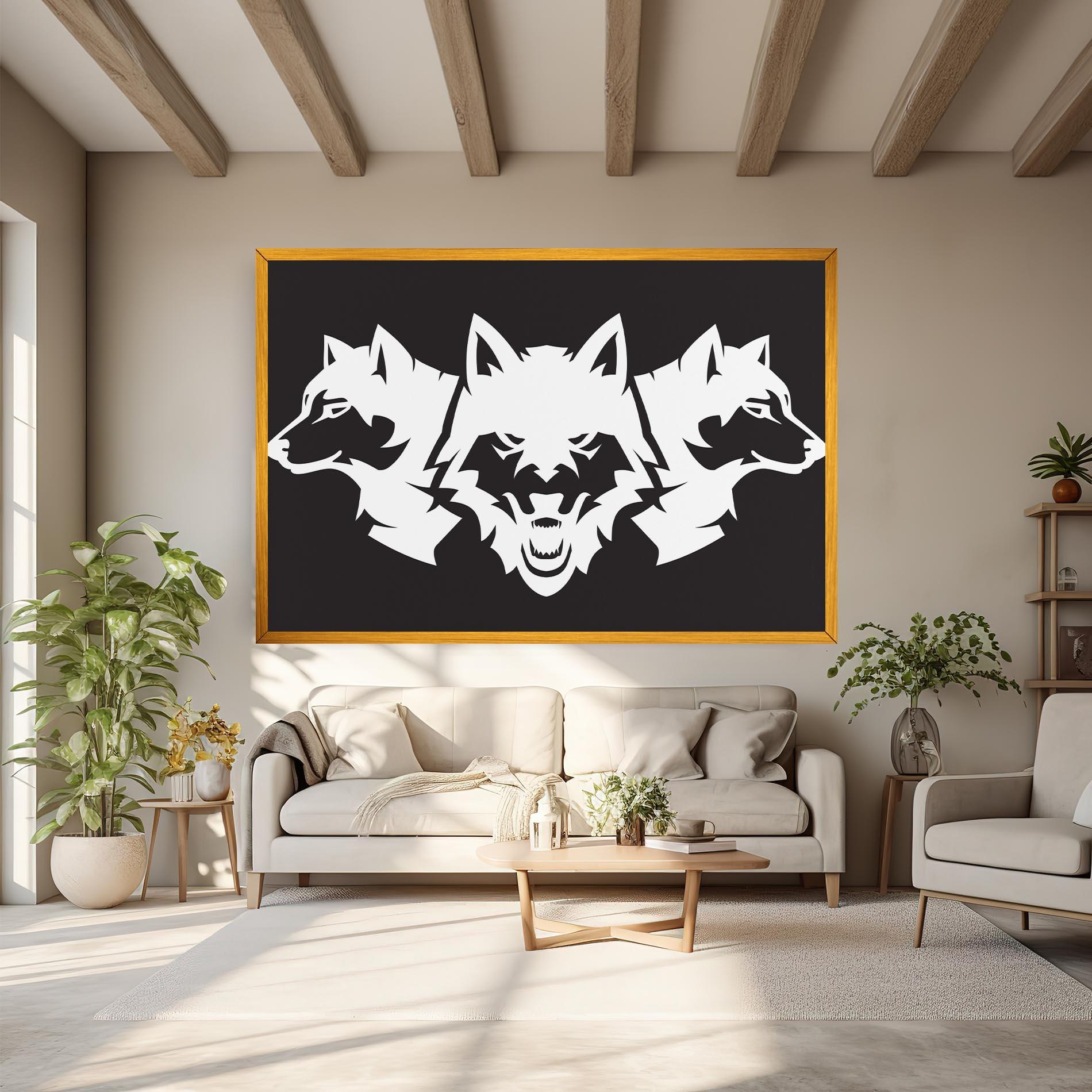 Tablou Canvas 3 Wolf Heads mockup 6