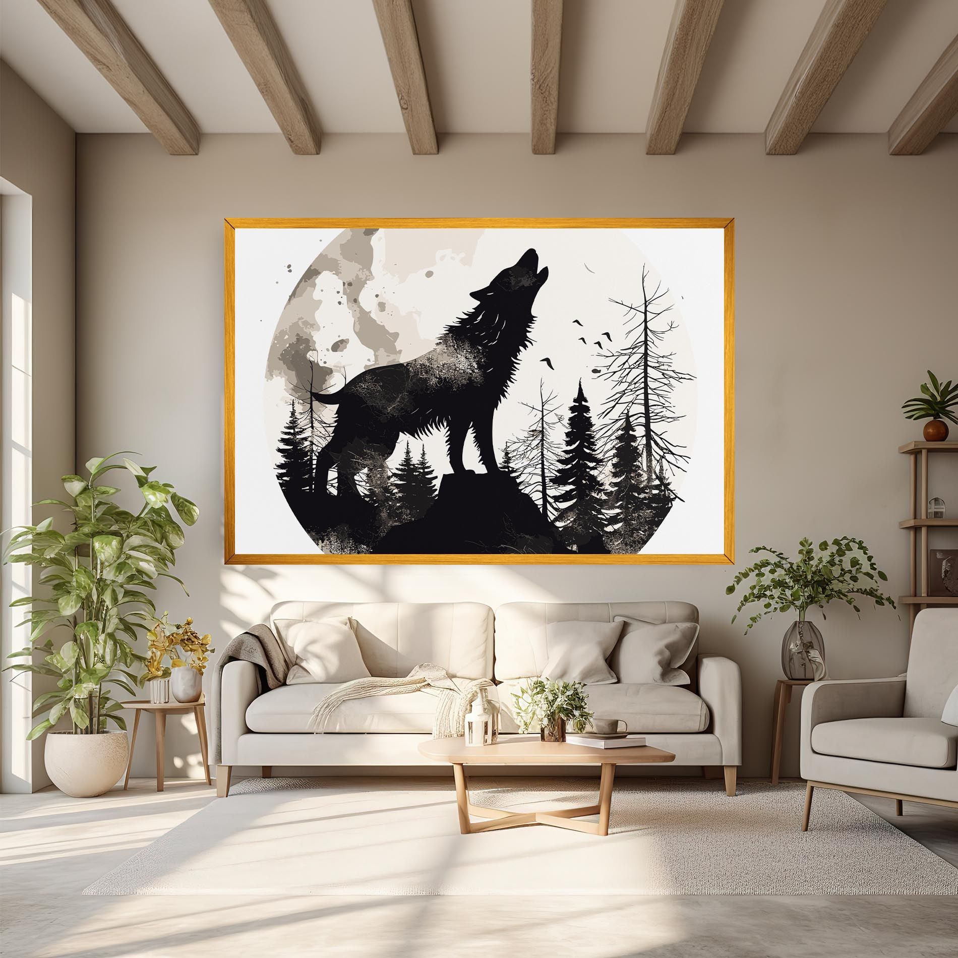 Black On Cream Wolf mockup 6
