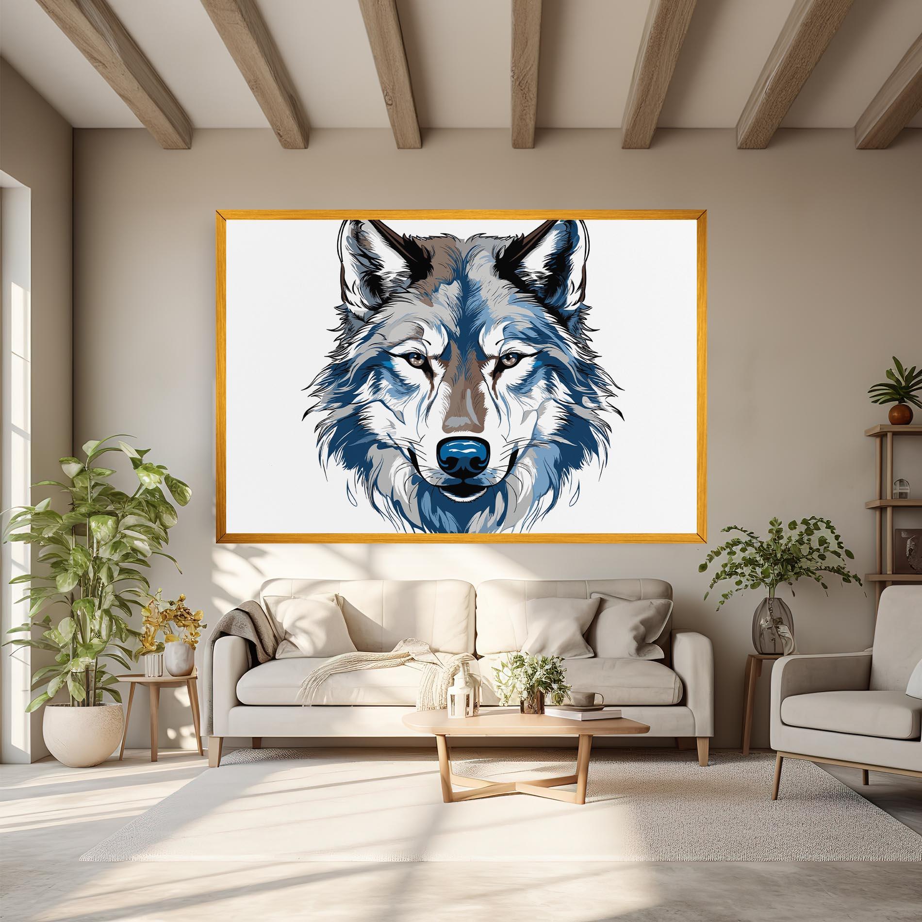 Tablou Canvas Blue Wolf Head mockup 6