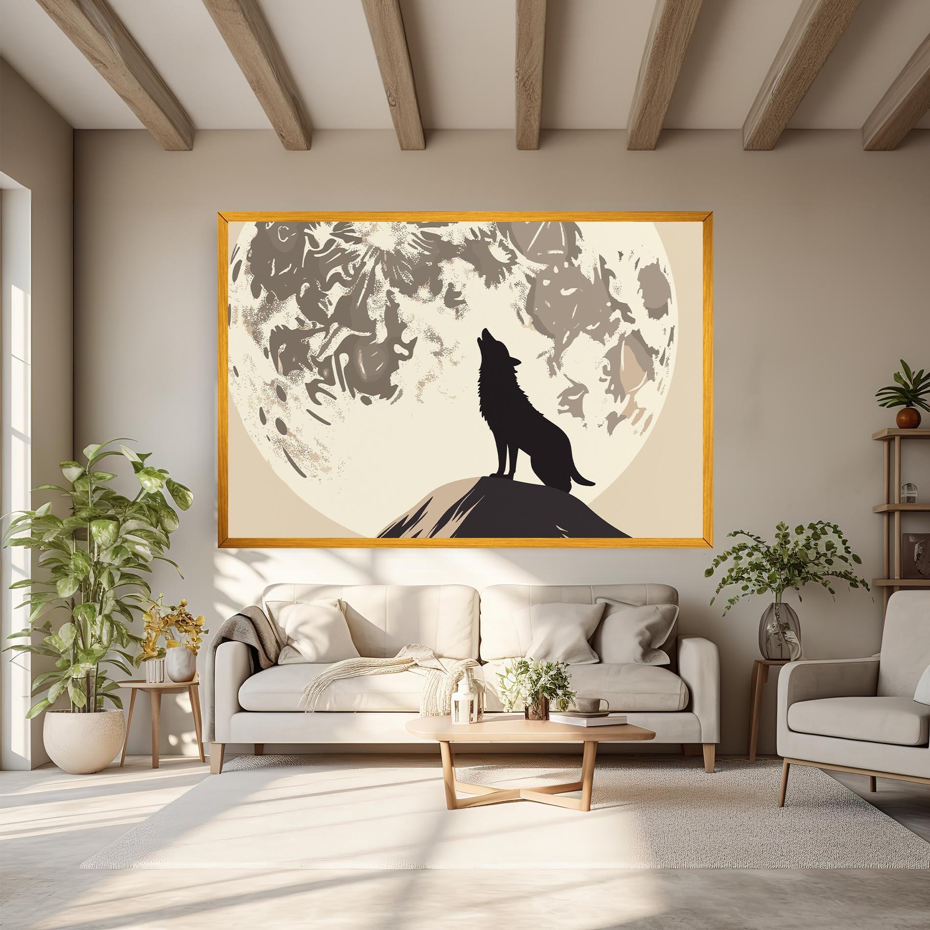 Tablou Canvas Cream Moon Wolf mockup 6