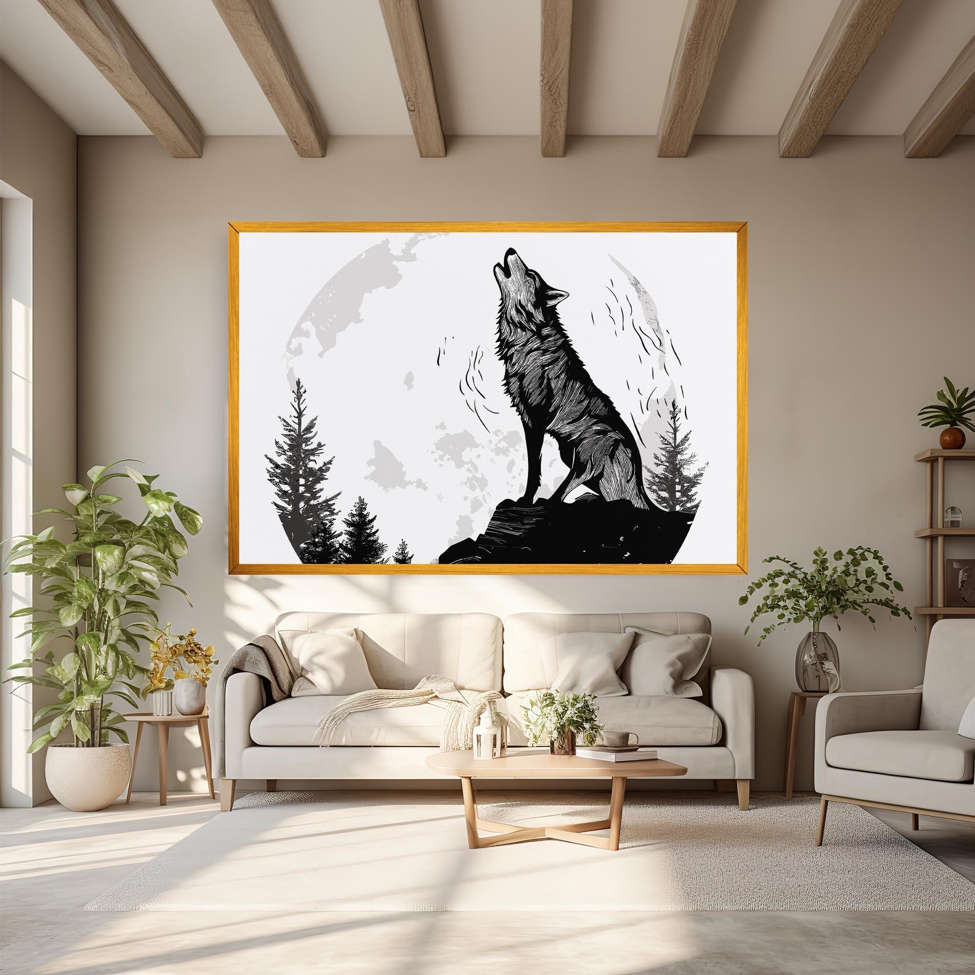 Tablou Canvas Grey Moon Wolf mockup 6