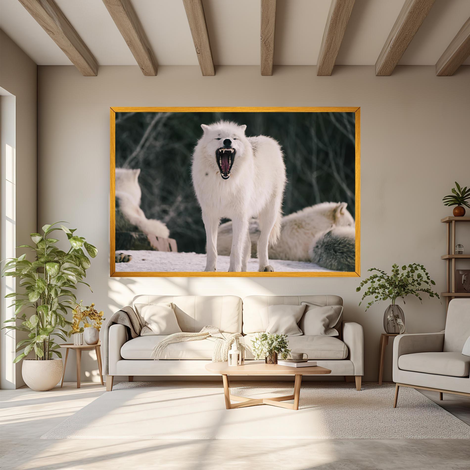 Tablou Canvas Laughing White Wolf mockup 6