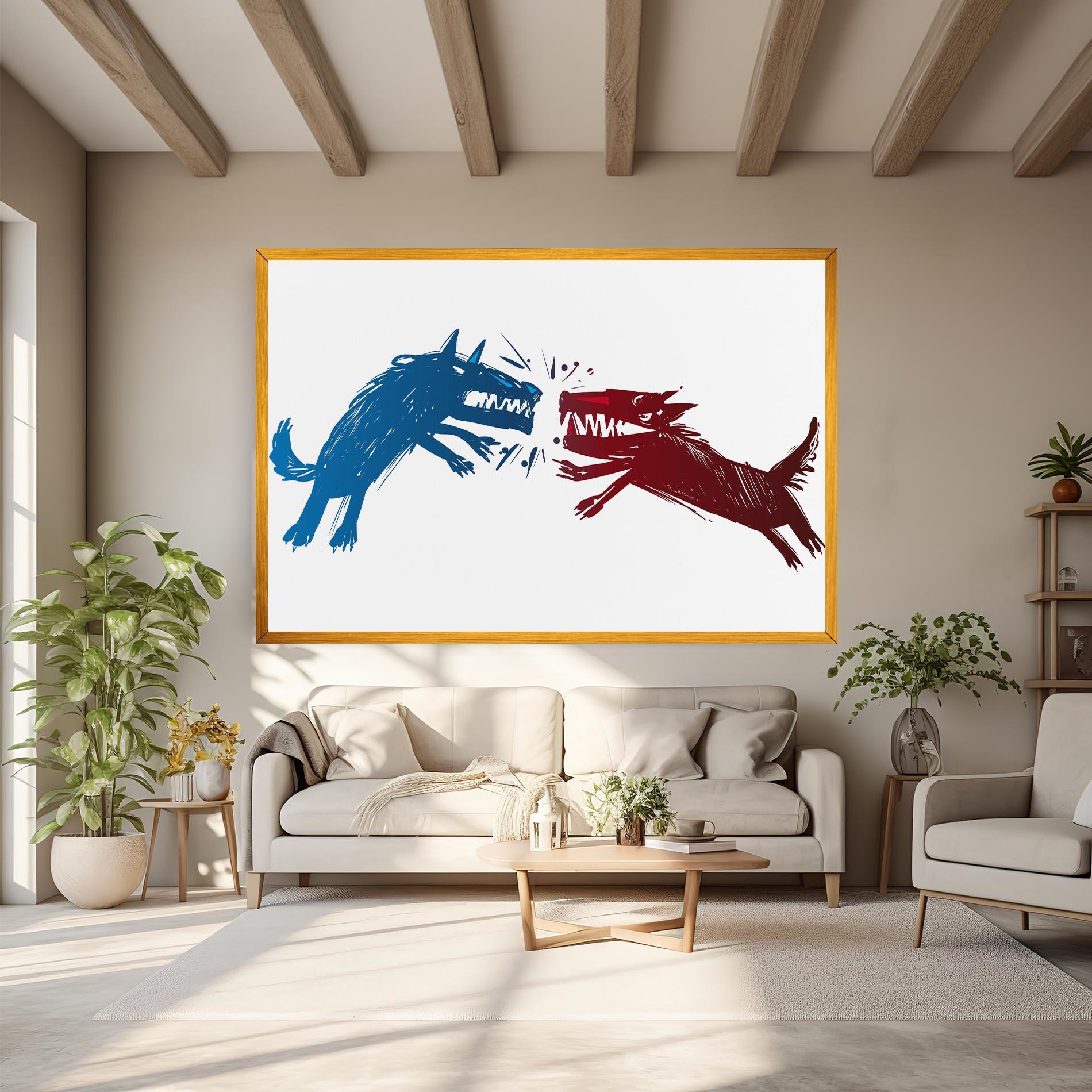 Tablou Canvas Red Blue Wolves mockup 6