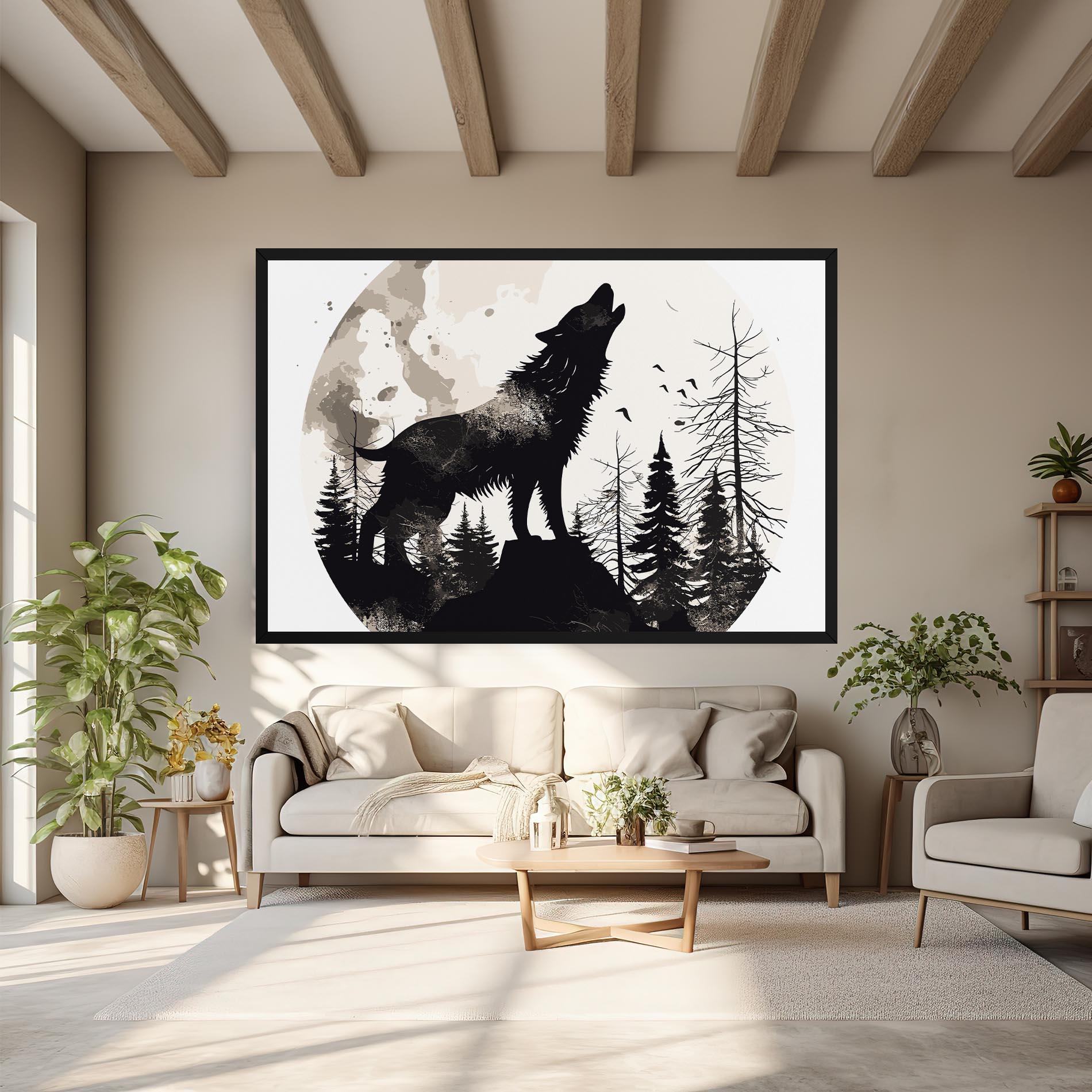 Tablou Canvas Black On Cream Wolf mockup 6