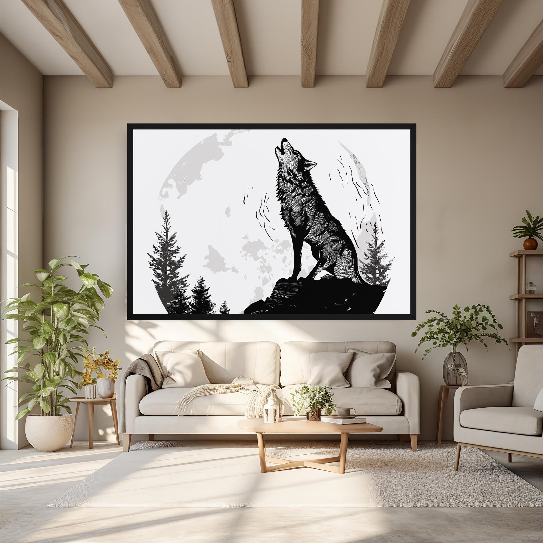 Tablou Canvas Grey Moon Wolf mockup 6