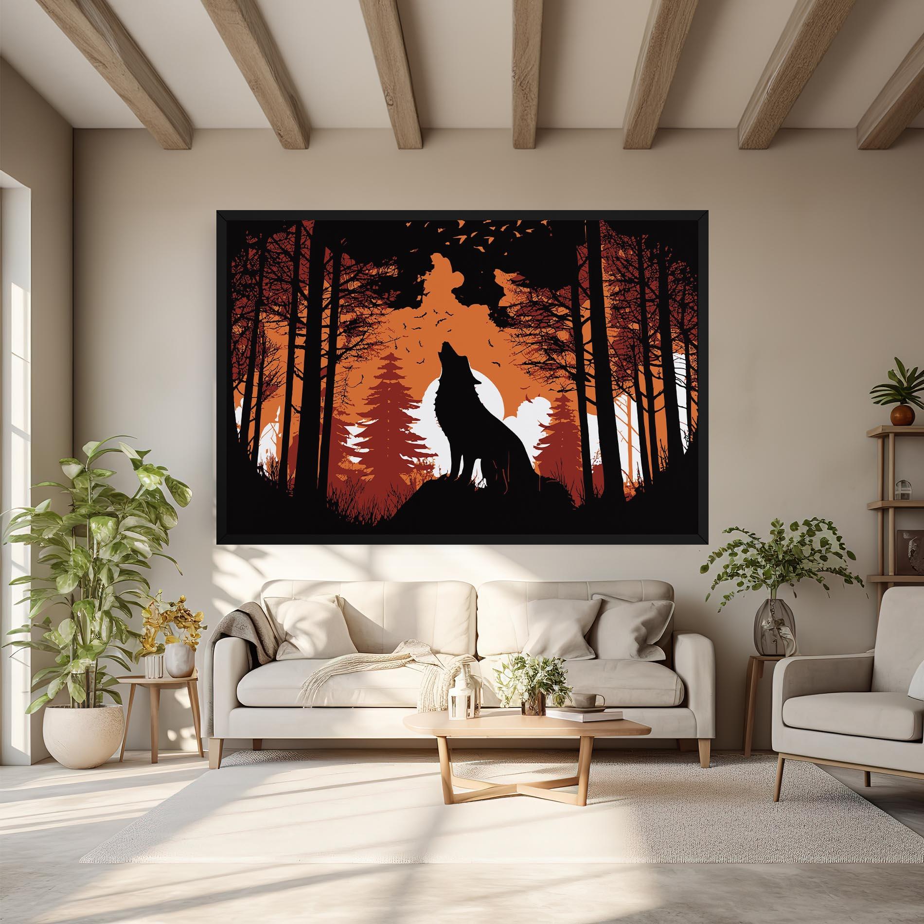 Tablou Canvas Orange Sky Wolf mockup 6