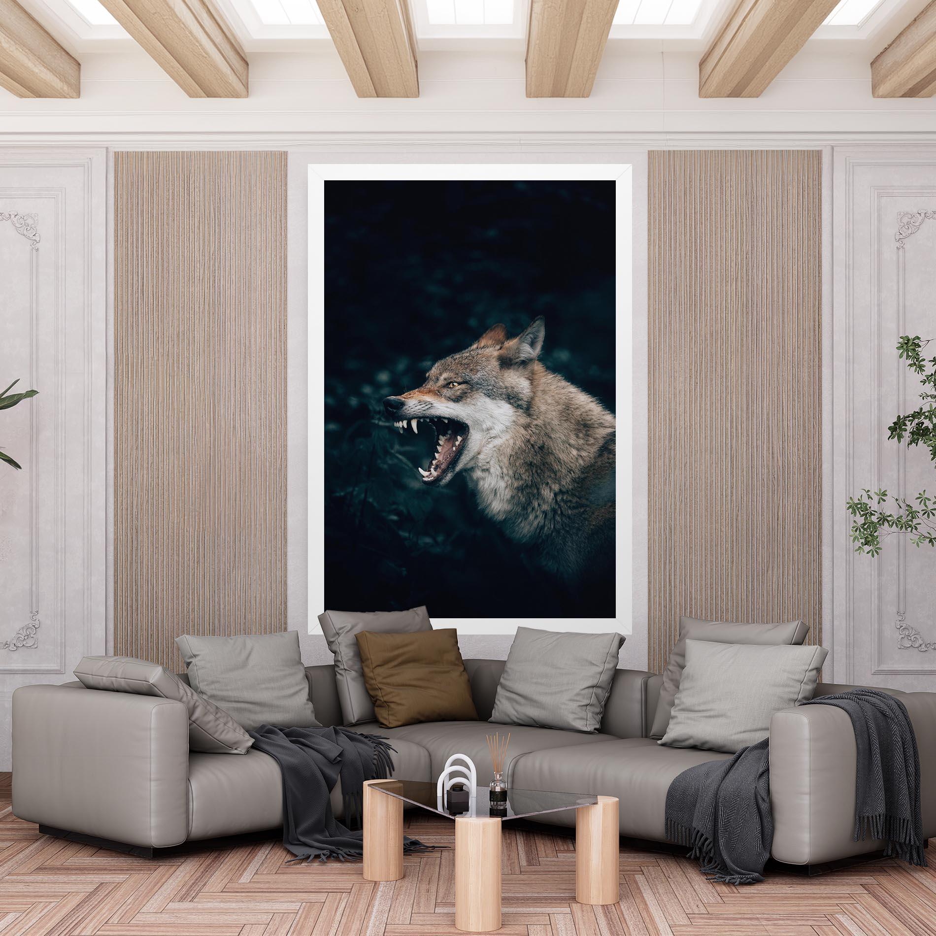 Tablou Canvas Angry Wolf In The Forest mockup 6