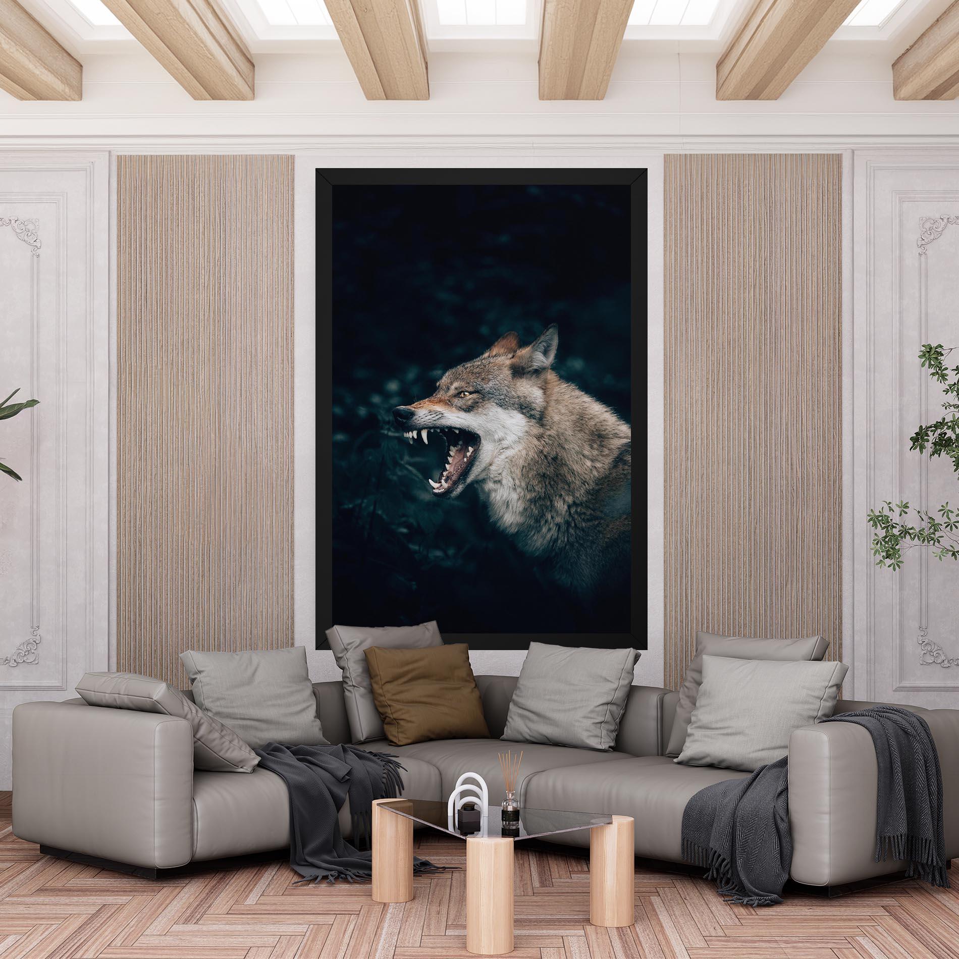 Tablou Canvas Angry Wolf In The Forest mockup 6