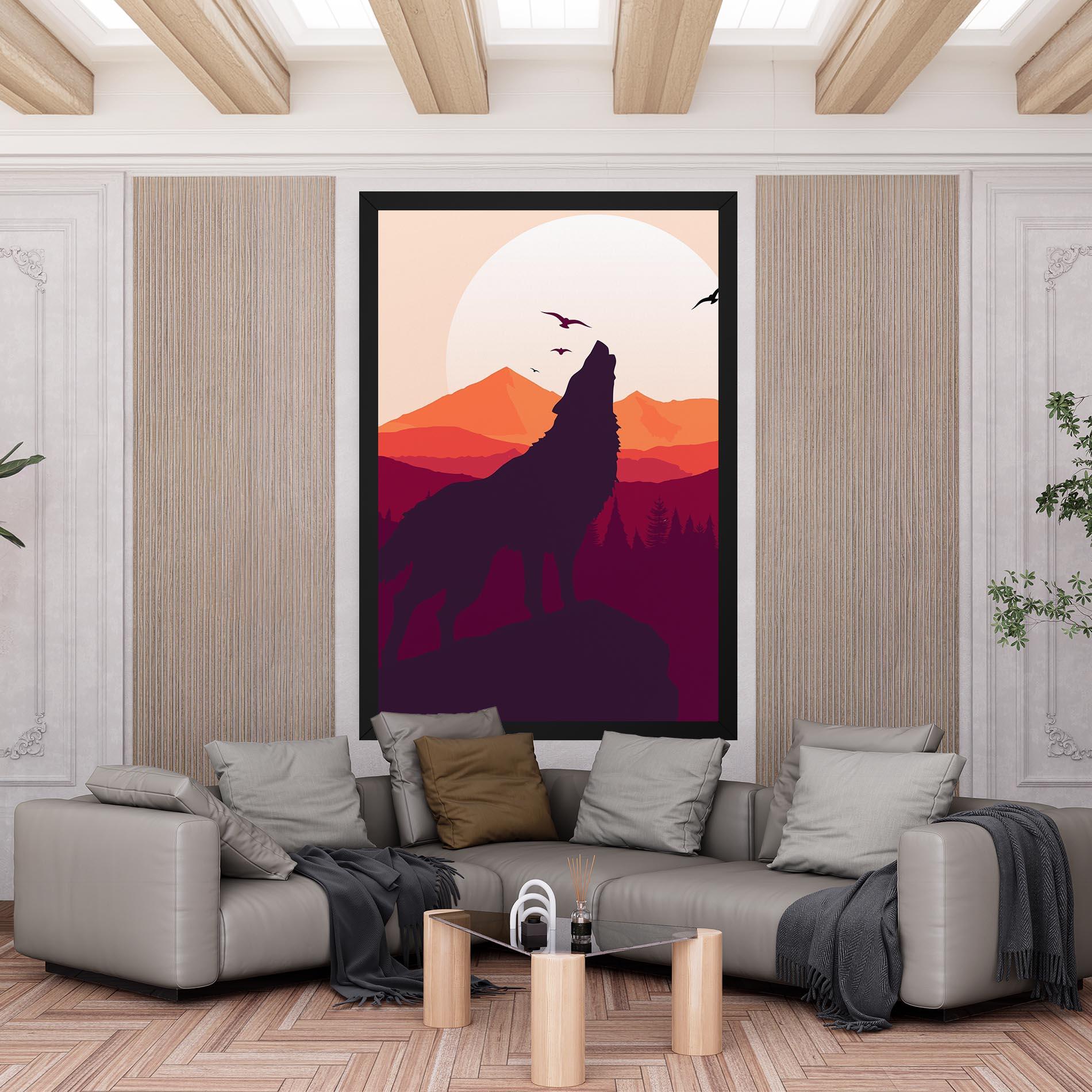 Tablou Canvas Wolf Pink Moon mockup 6