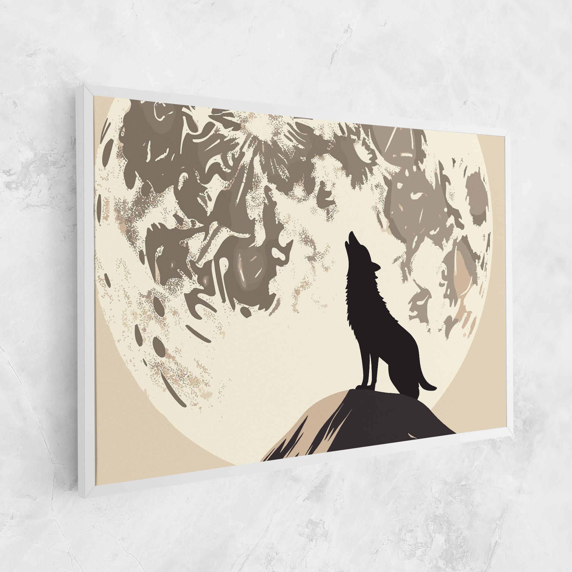 Tablou Canvas Cream Moon Wolf mockup 1