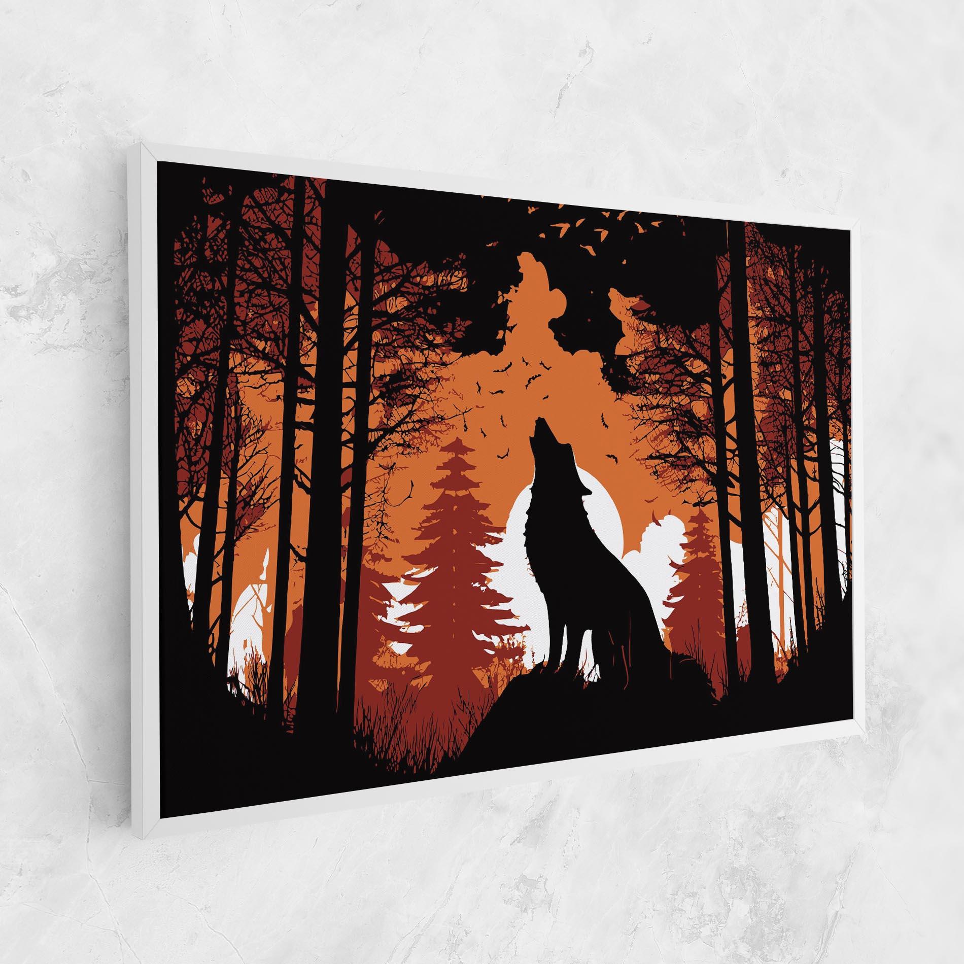 Tablou Canvas Orange Sky Wolf mockup 1