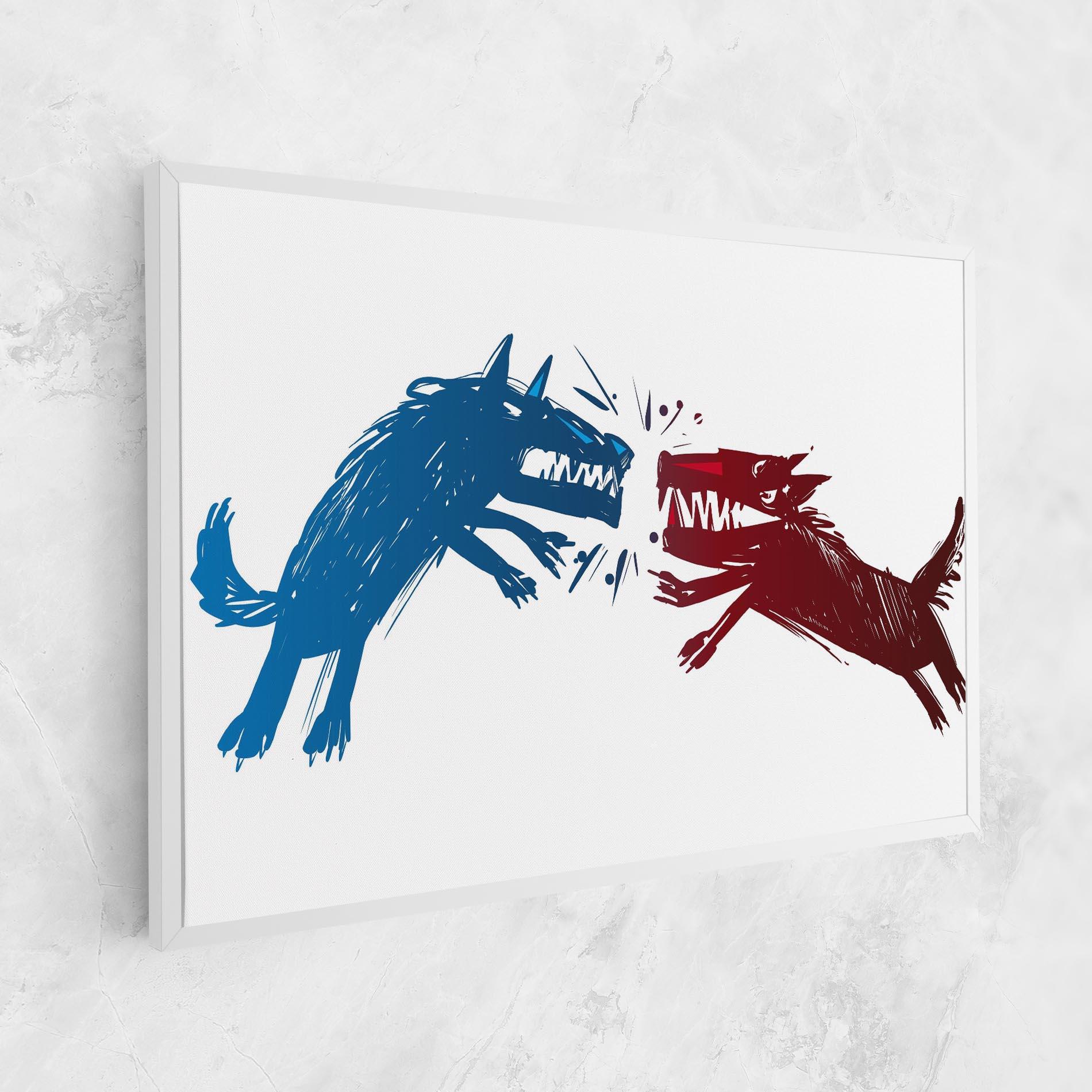 Tablou Canvas Red Blue Wolves mockup 1