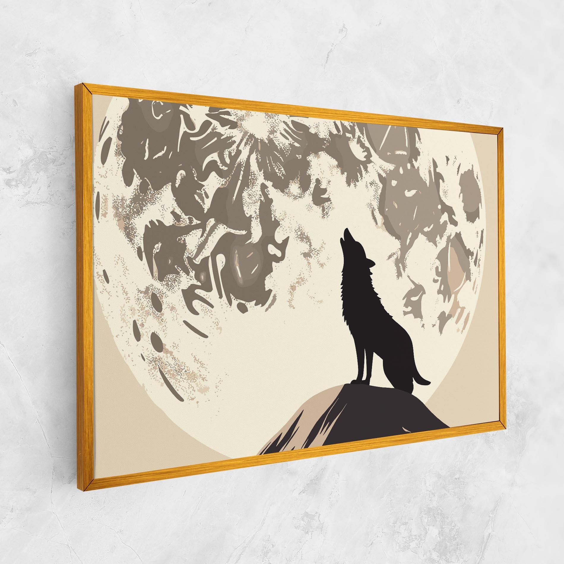 Tablou Canvas Cream Moon Wolf mockup 1