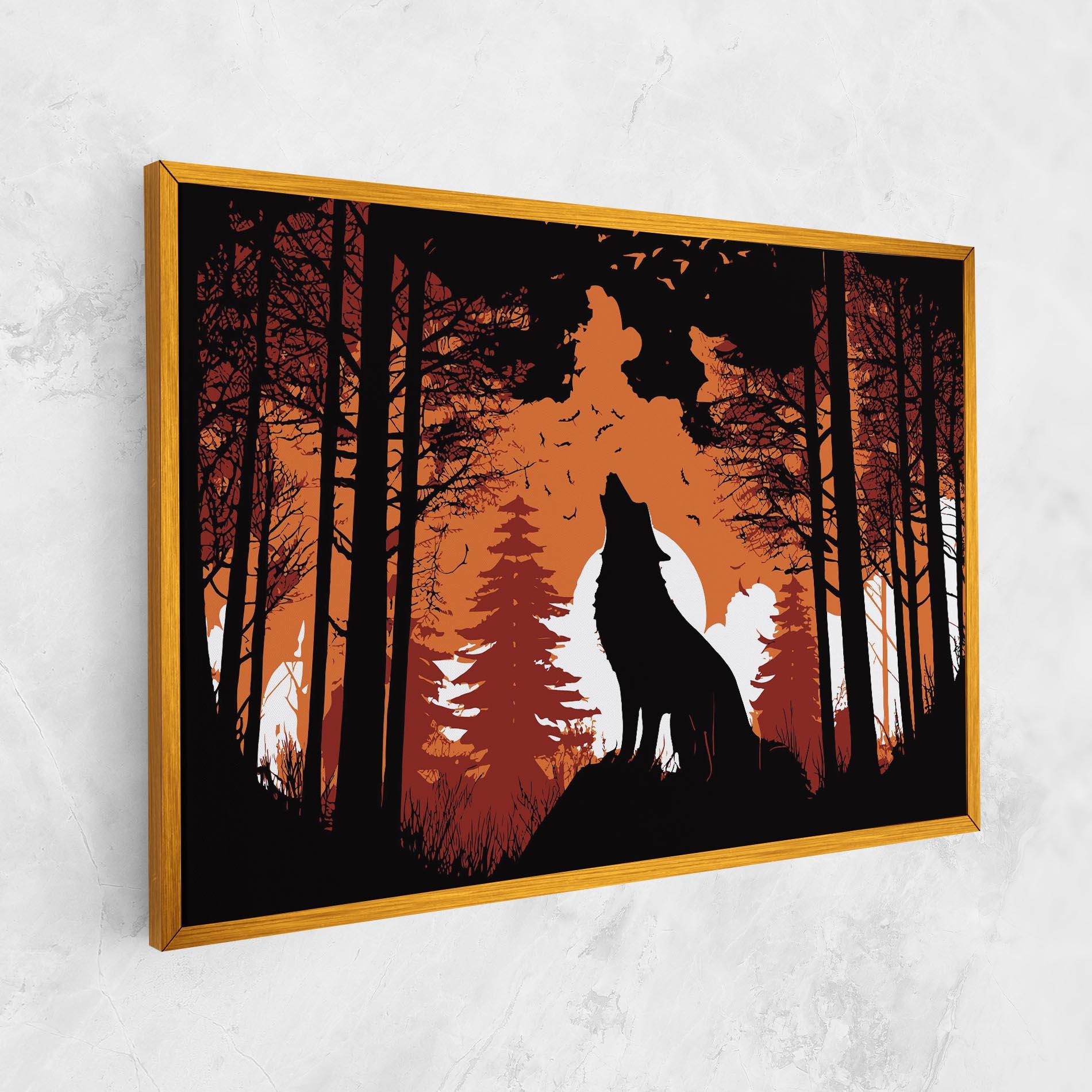 Tablou Canvas Orange Sky Wolf mockup 1