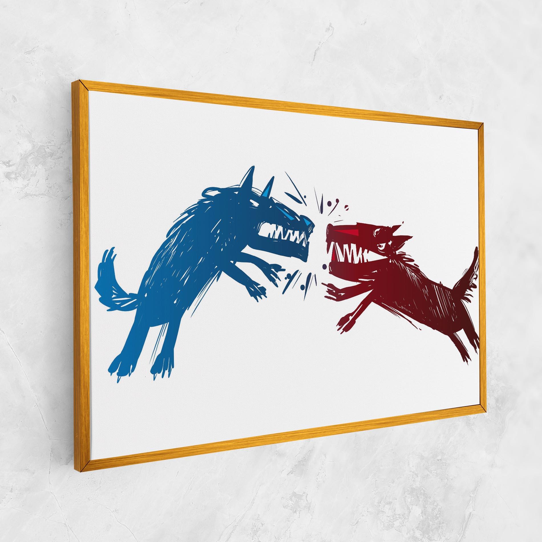 Tablou Canvas Red Blue Wolves mockup 1