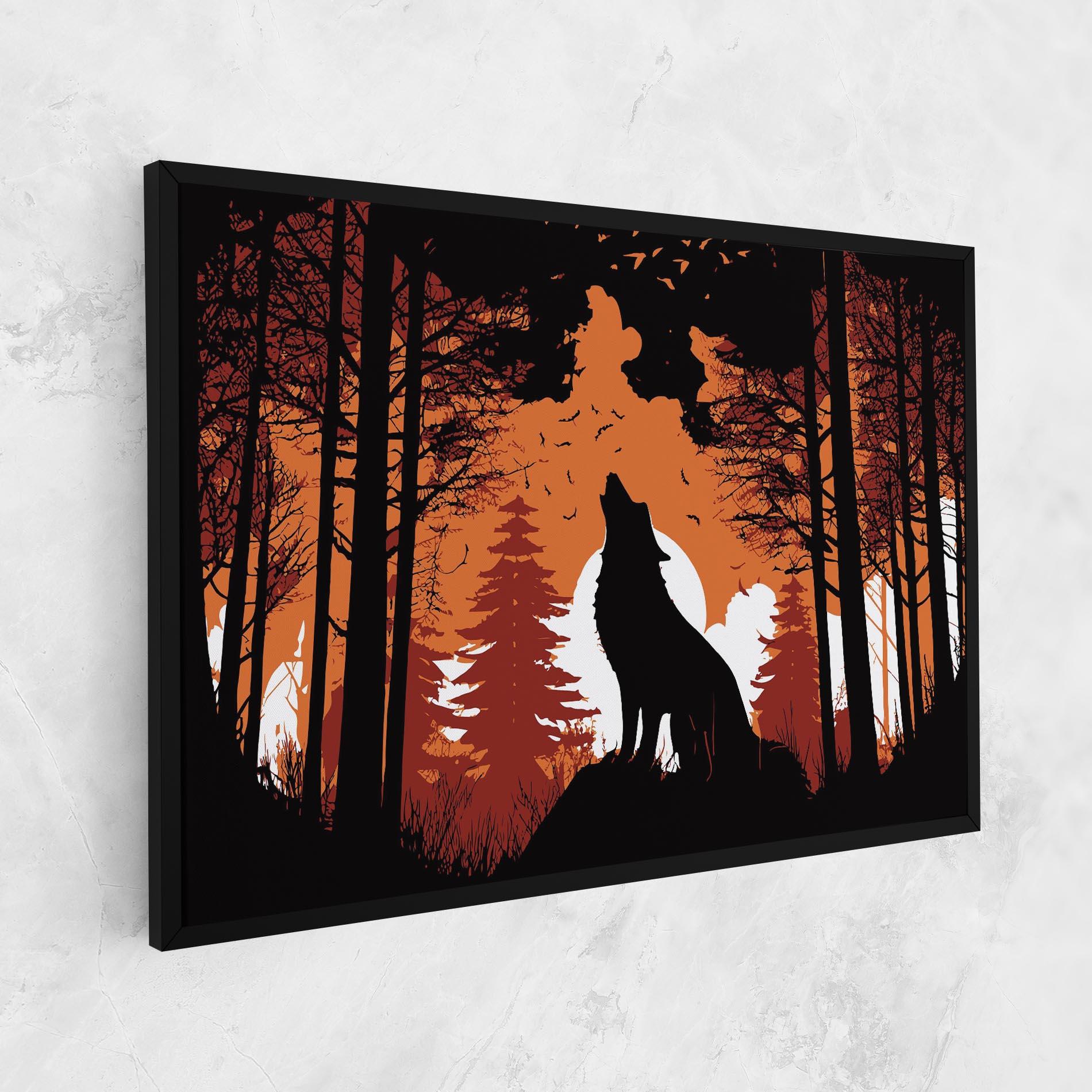 Tablou Canvas Orange Sky Wolf mockup 1