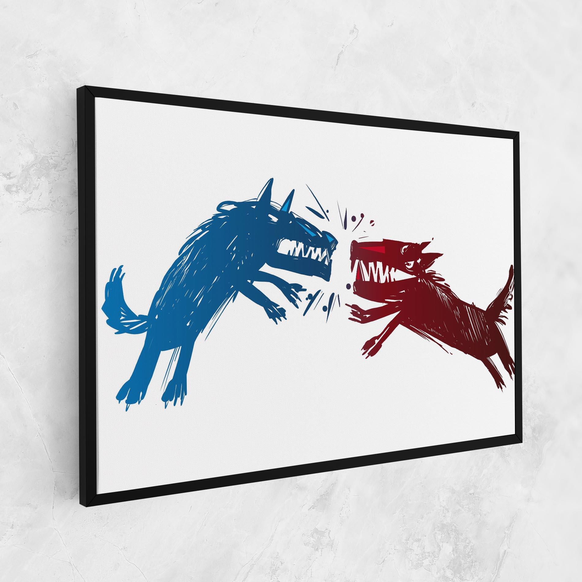Tablou Canvas Red Blue Wolves mockup 1