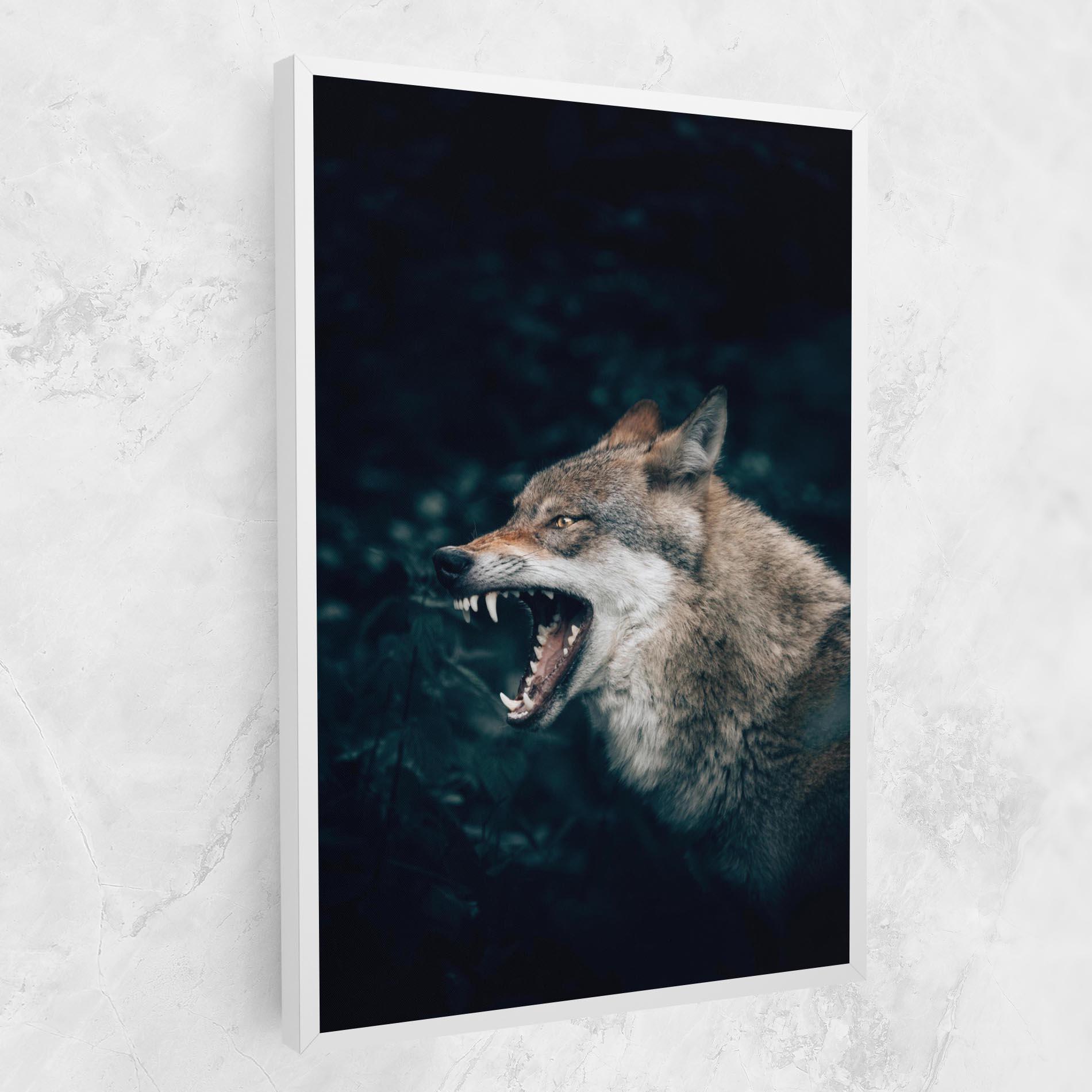 Tablou Canvas Angry Wolf In The Forest mockup 1