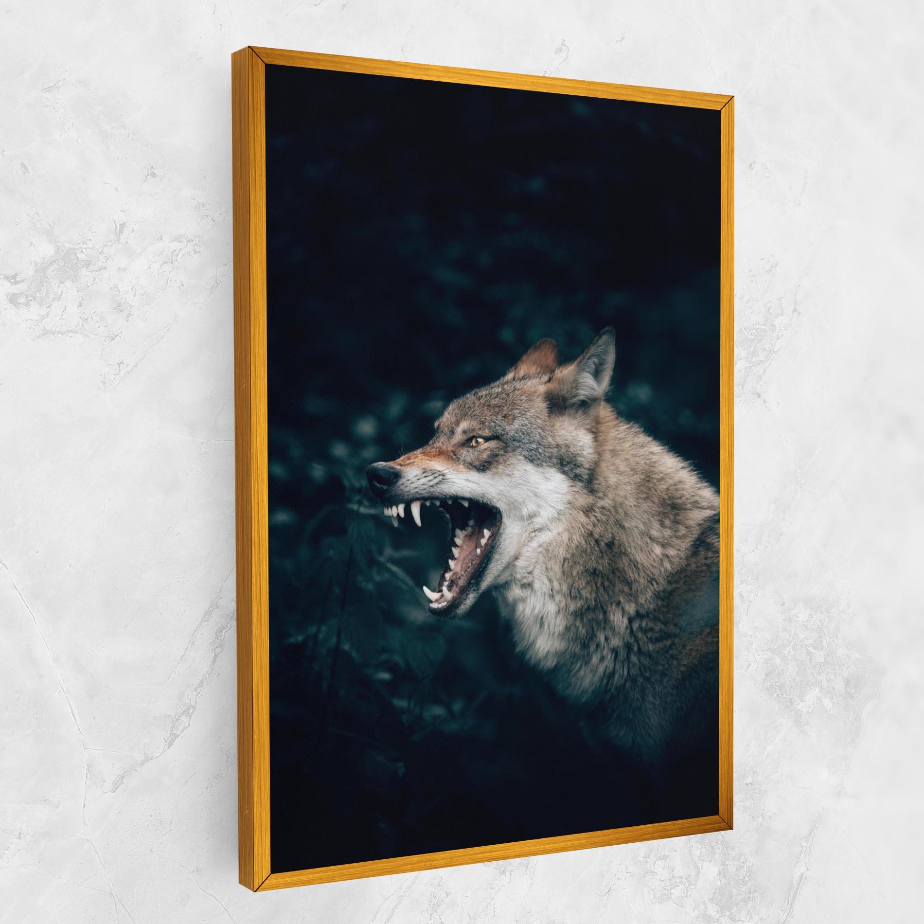 Tablou Canvas Angry Wolf In The Forest mockup 1
