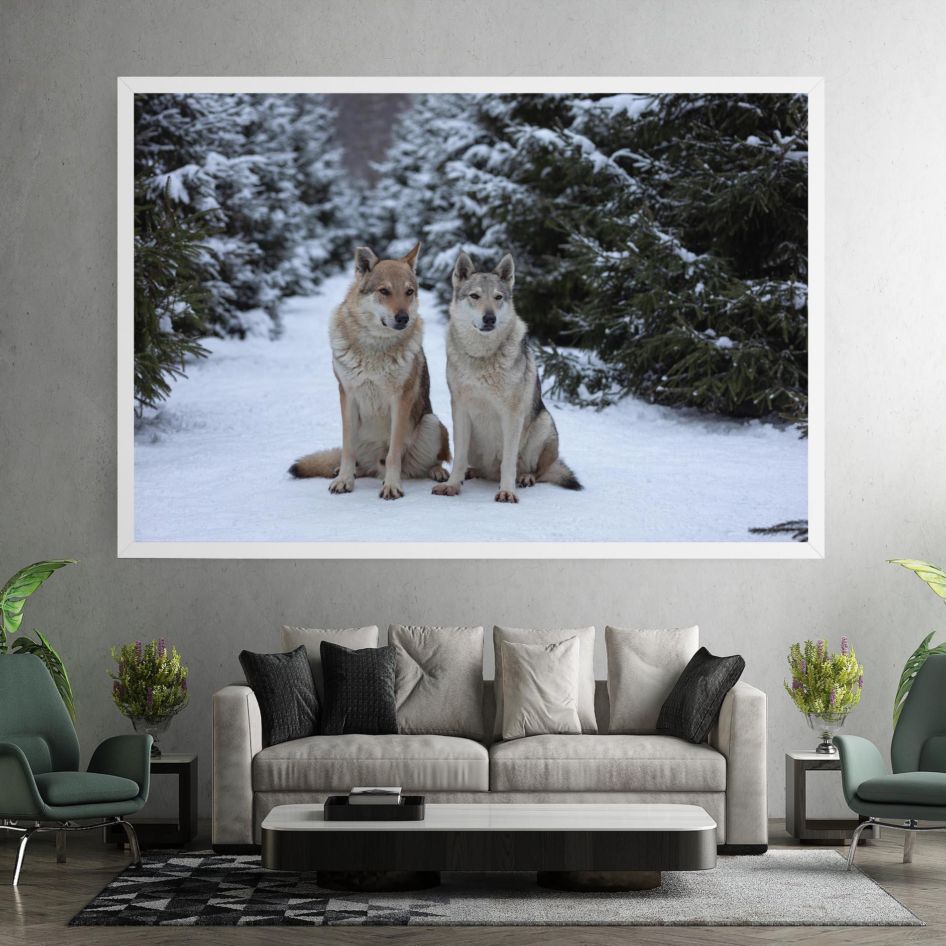 Tablou Canvas 2 Wolfs Sitting mockup 7