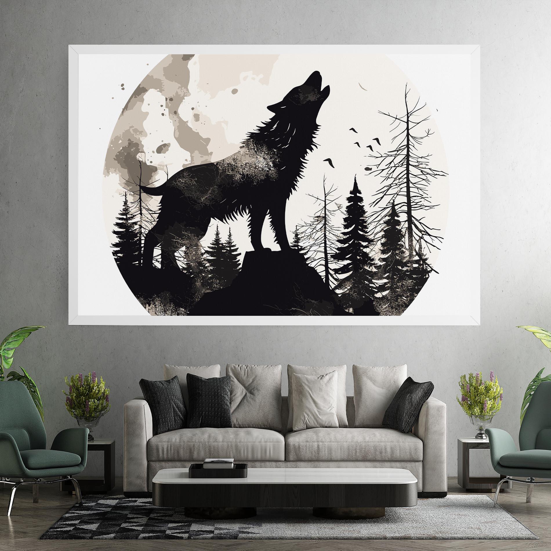 Tablou Canvas Black On Cream Wolf mockup 7