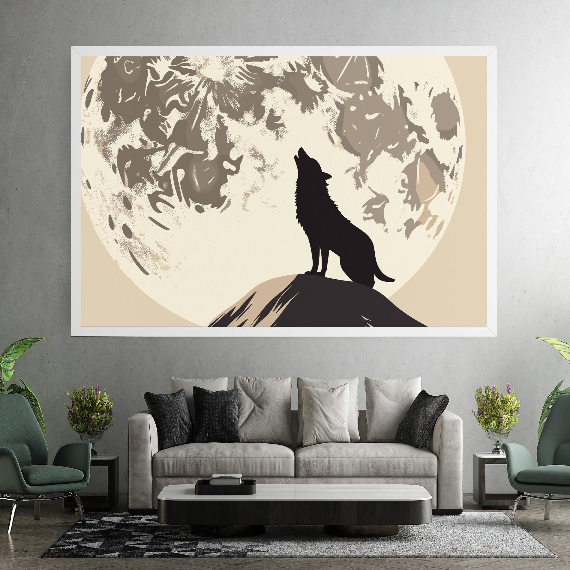Tablou Canvas Cream Moon Wolf mockup 7