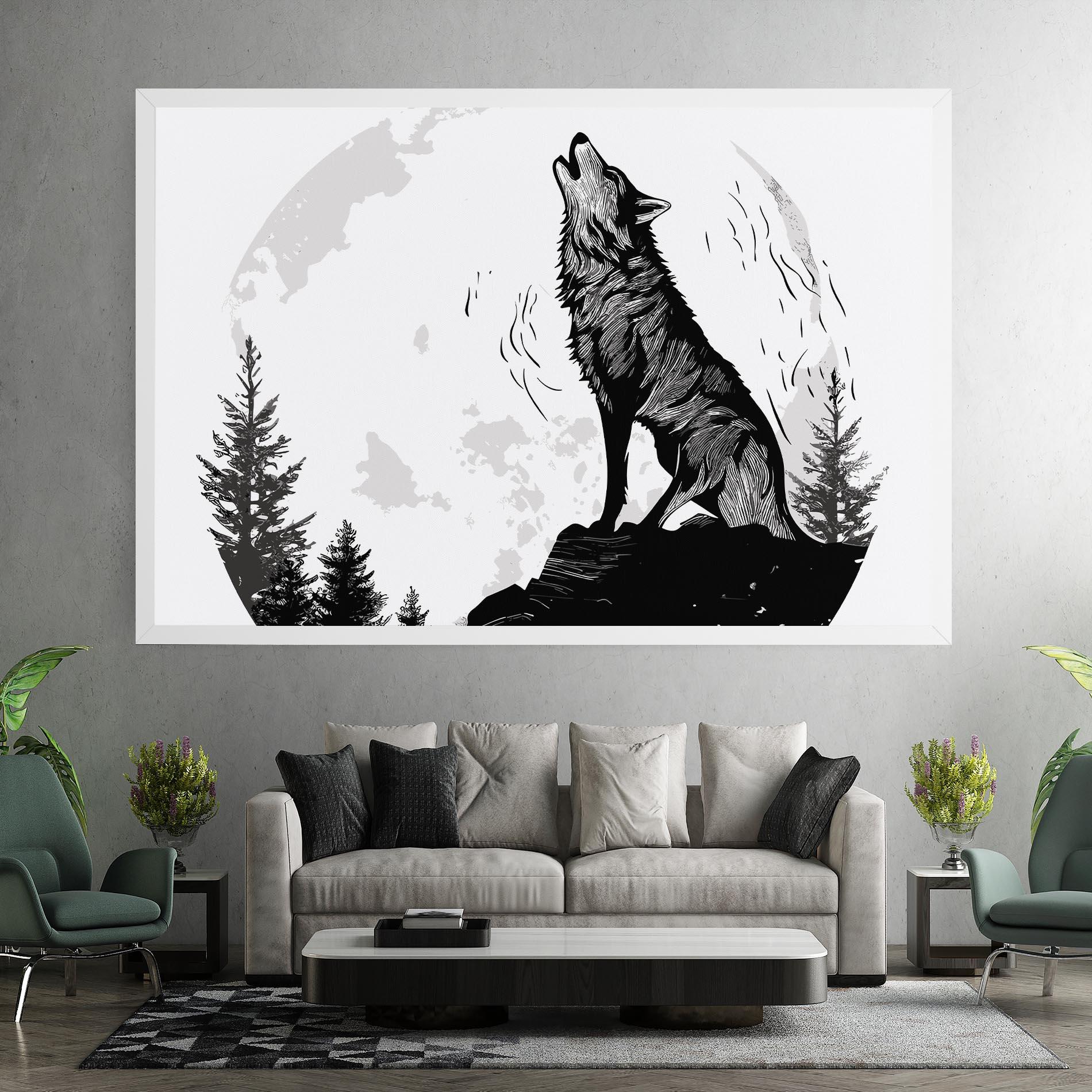 Tablou Canvas Grey Moon Wolf mockup 7
